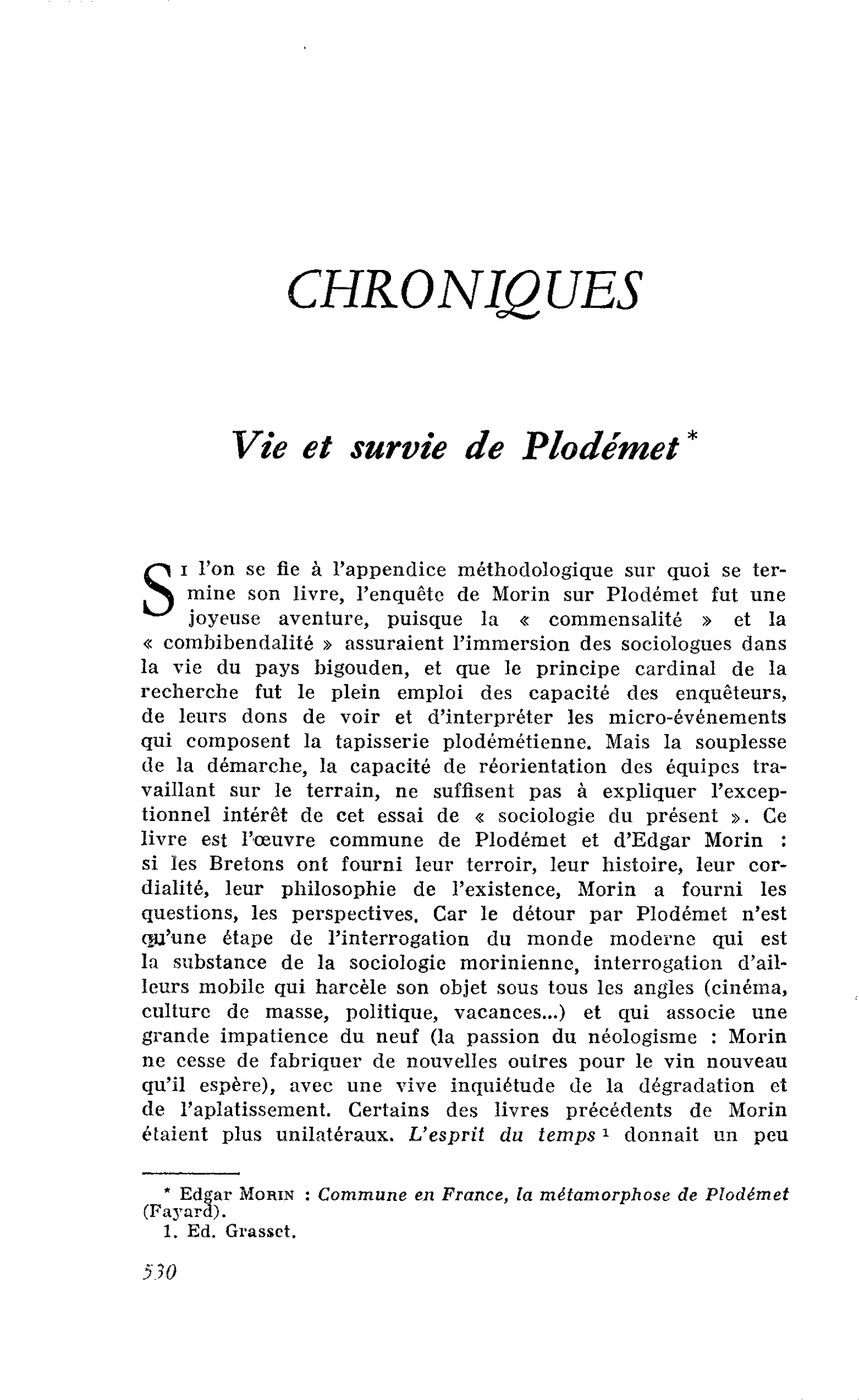 Vie et survie de Plodémet