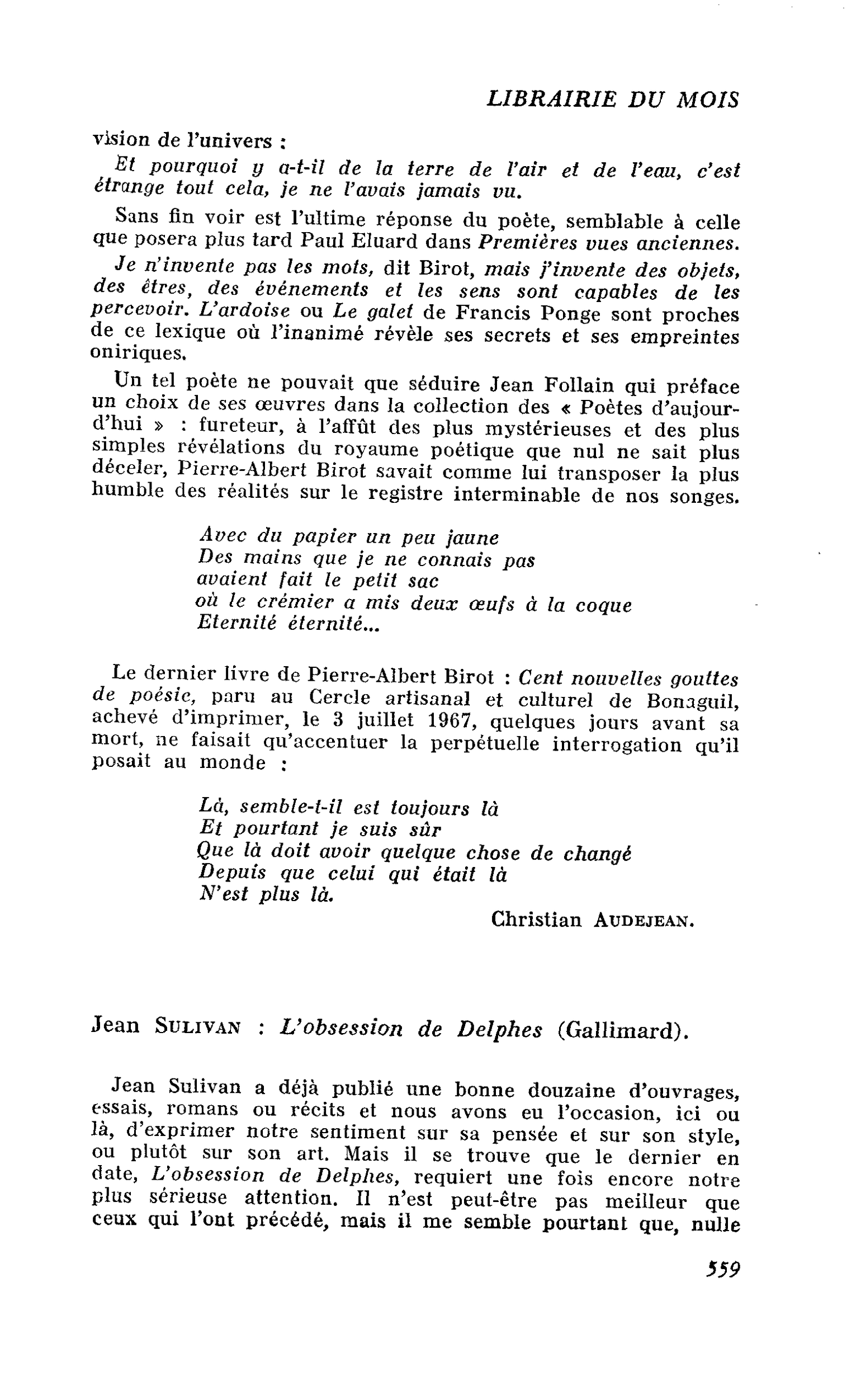 Jean Sulivan : L’obsession de Delphes