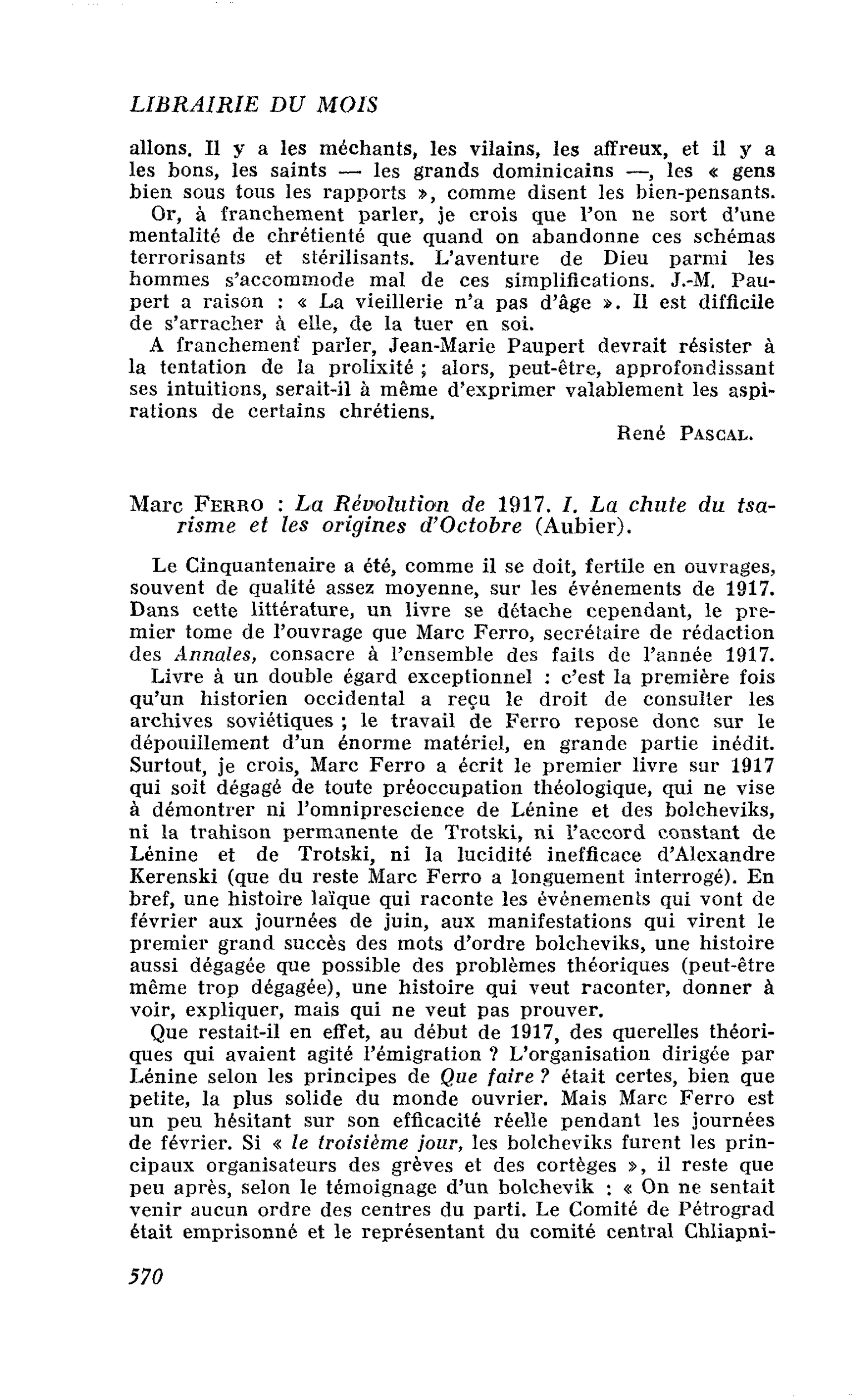 Marc Ferro : La Révolution de 1917. I. La chute du tsarisme et les origines d’Octobre