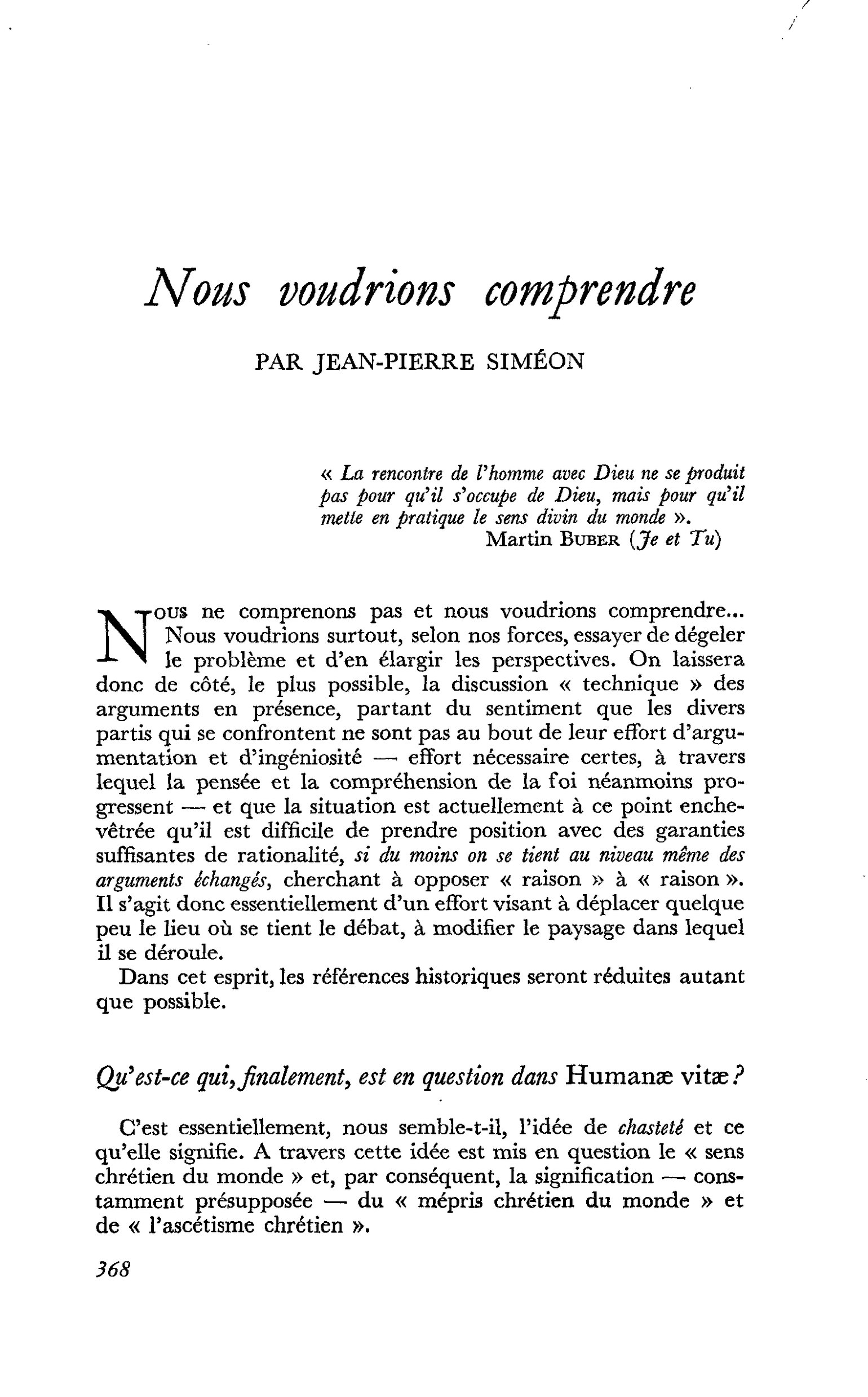 Nous voudrions comprendre