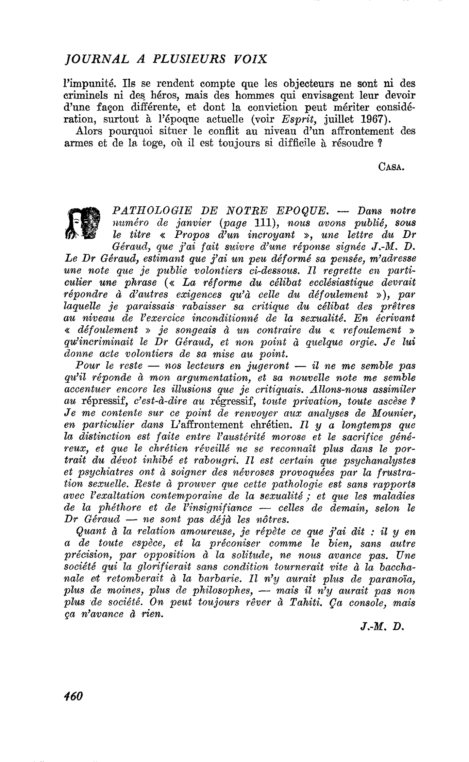 PATHOLOGIE DE NOTRE EPOQUE