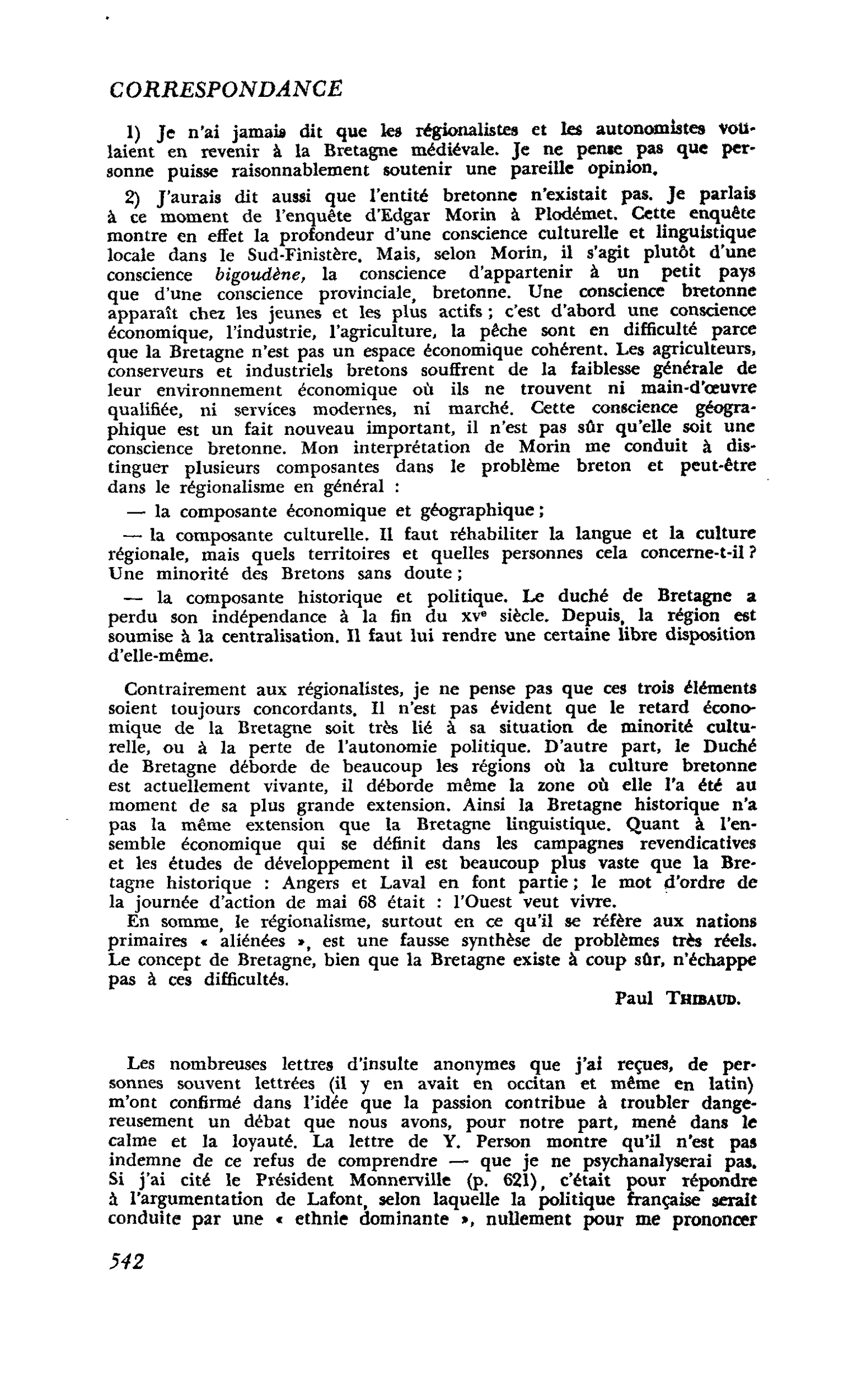 Correspondance