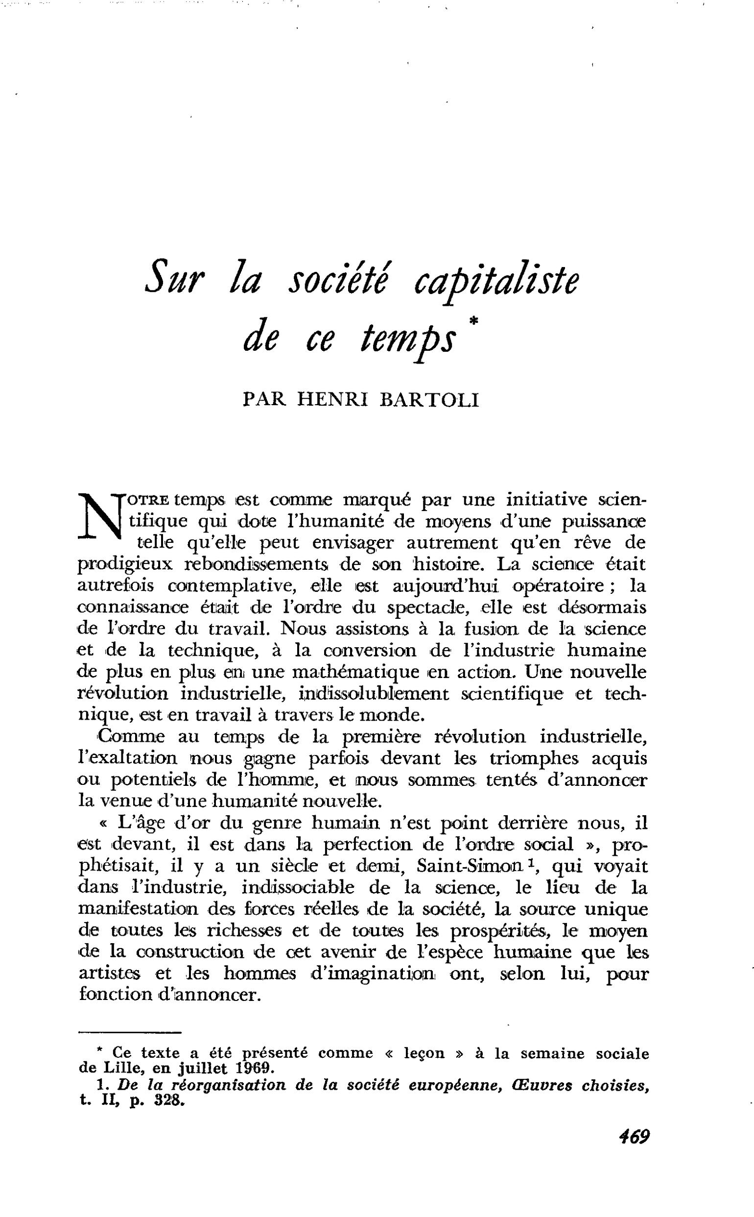 Sur la société capitaliste de ce temps