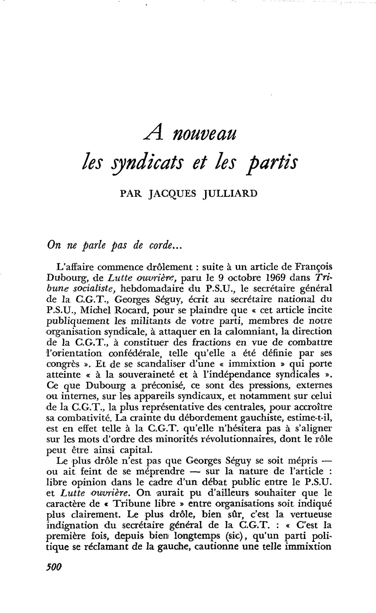 A. nouveau les syndicats et les partis
