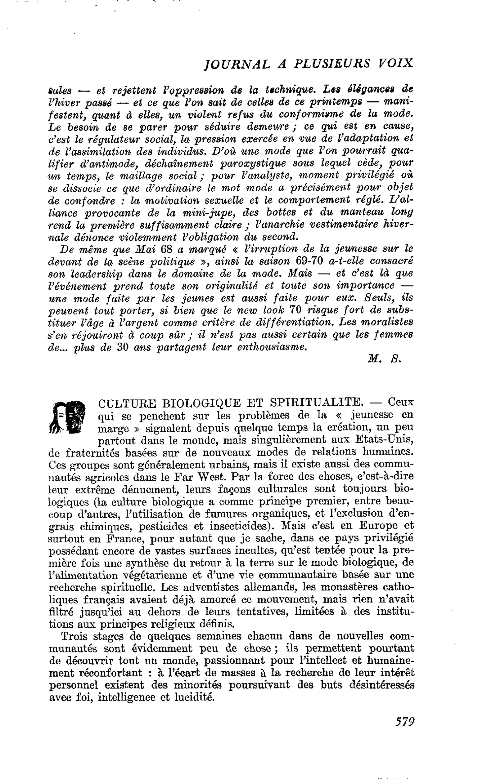 CULTURE BIOLOGIQUE ET SPIRITUALITE