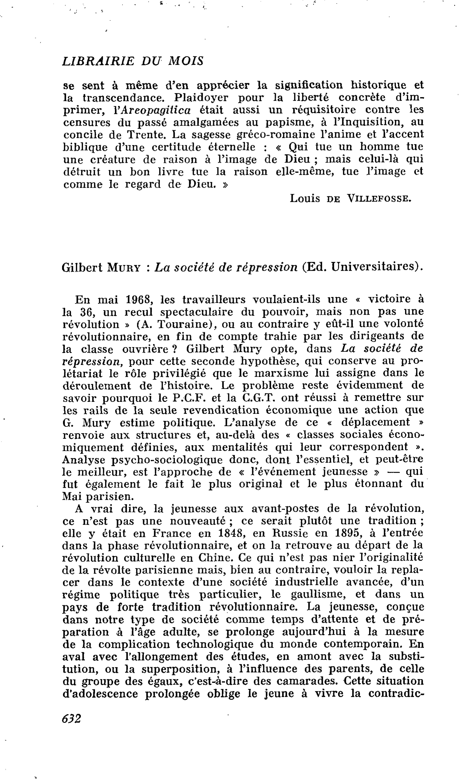 Gilbert Mury : La société de répression