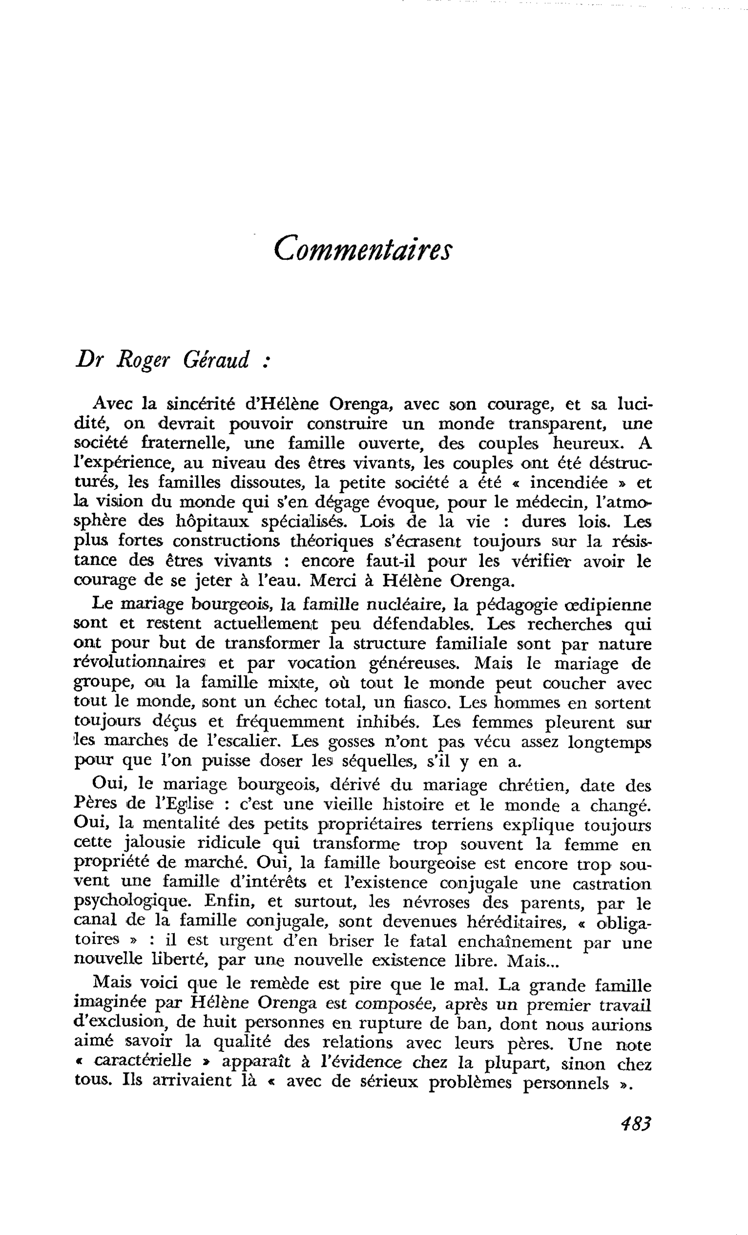 Commentaires Roger Géraud