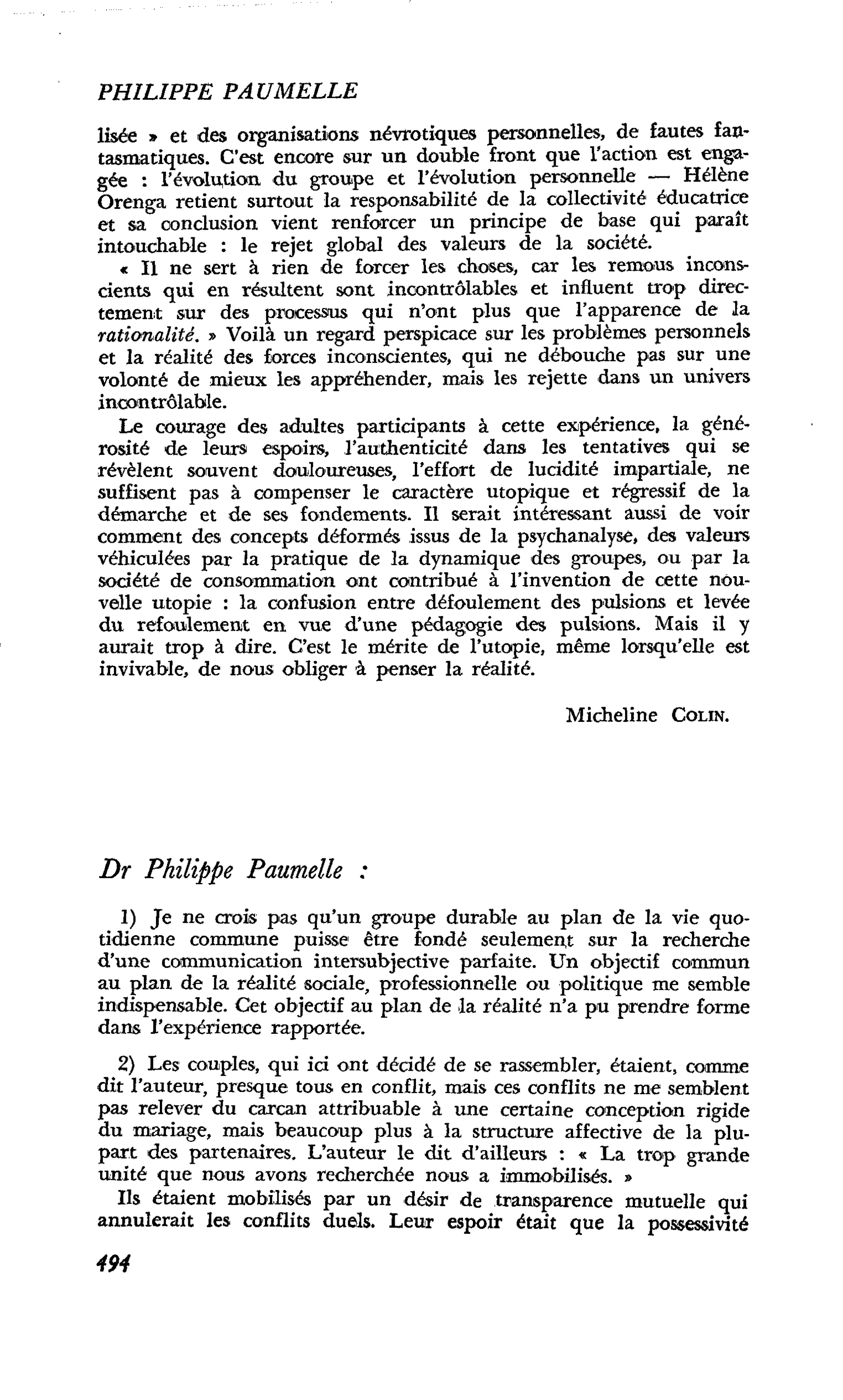 Commentaires : Dr Philippe Paumelle
