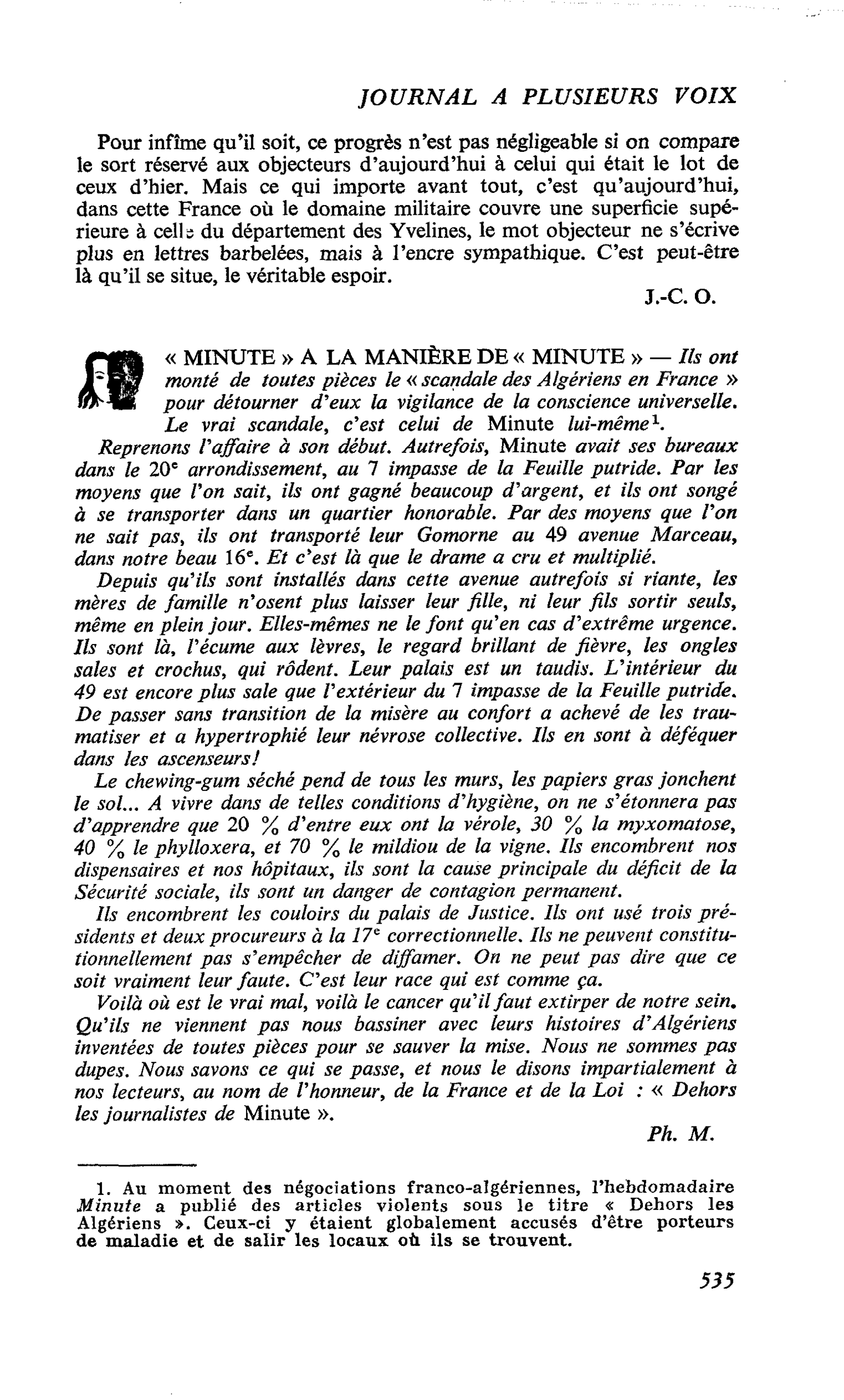 « MINUTE » A LA MANIÈRE DE « MINUTE »