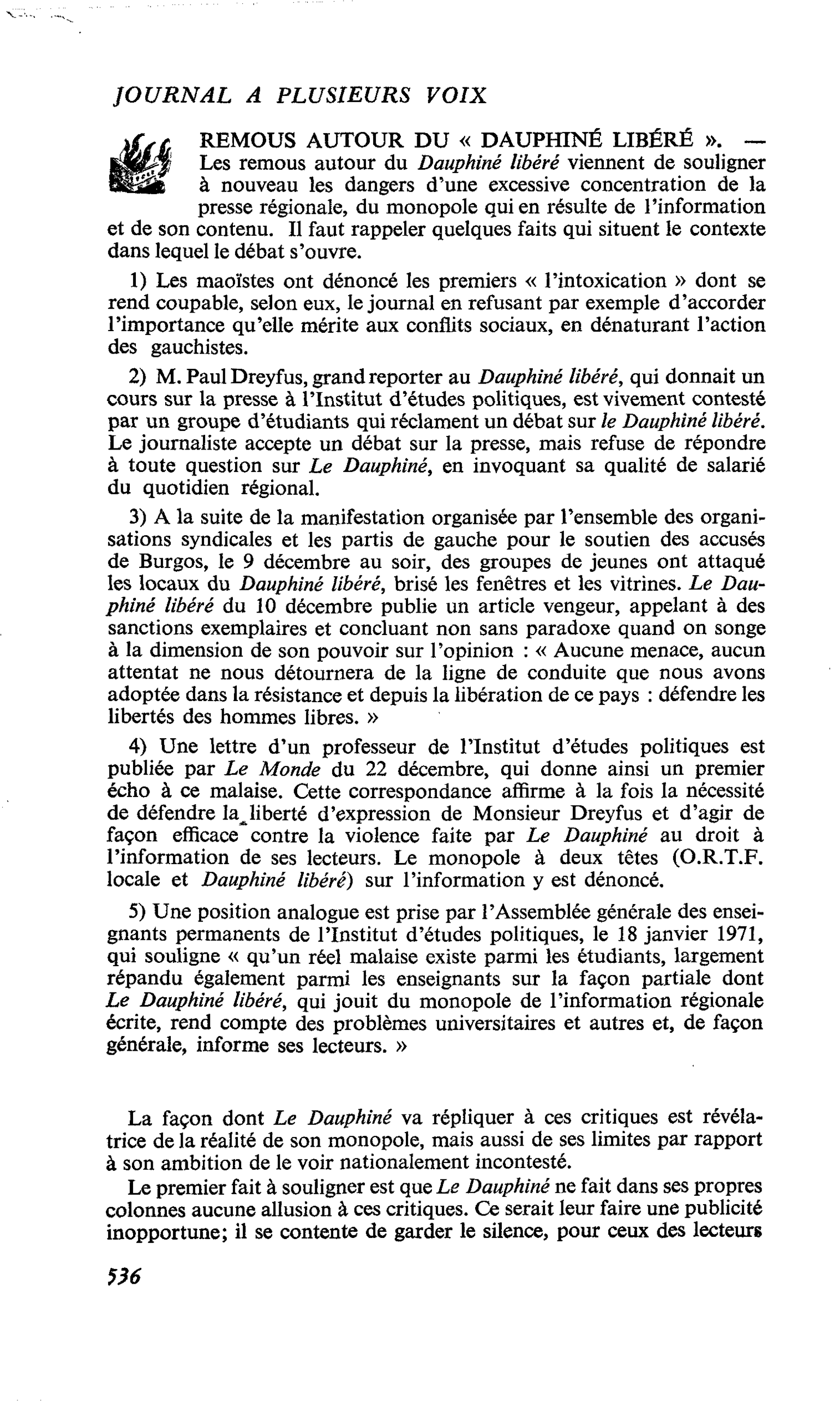 REMOUS AUTOUR DU « DAUPHINÉ LIBÉRÉ »