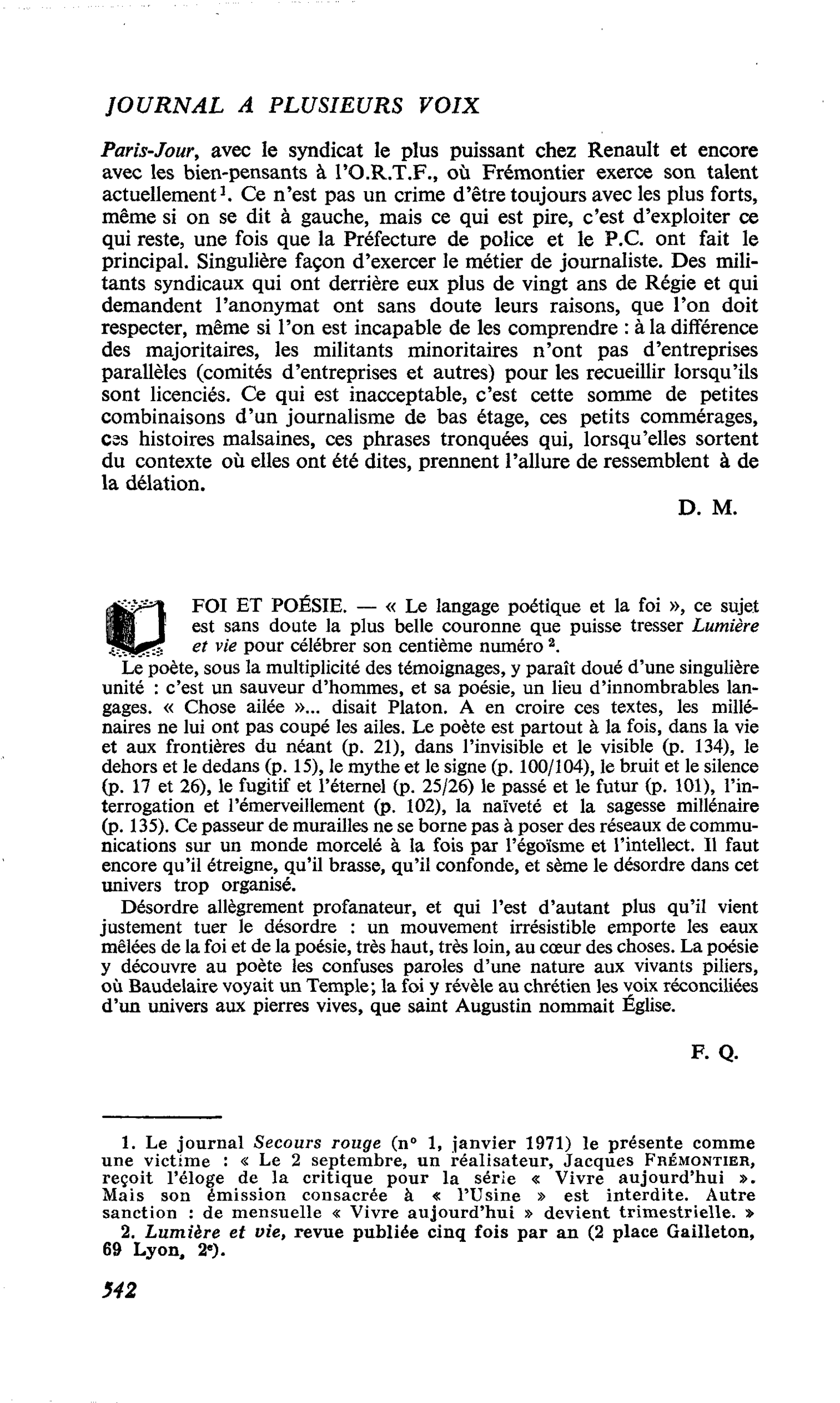 FOI ET POÉSIE