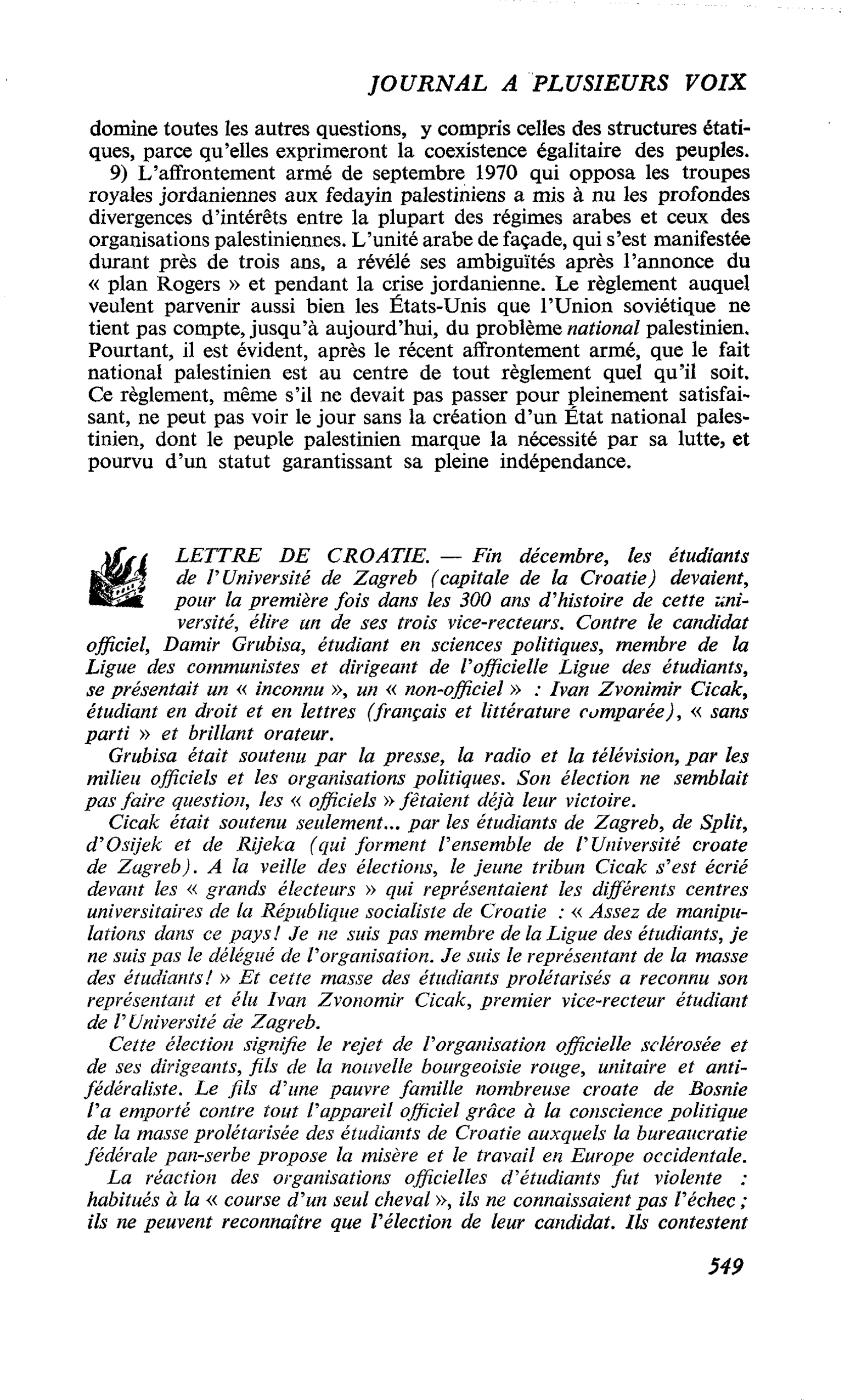 LETTRE DE CROATIE