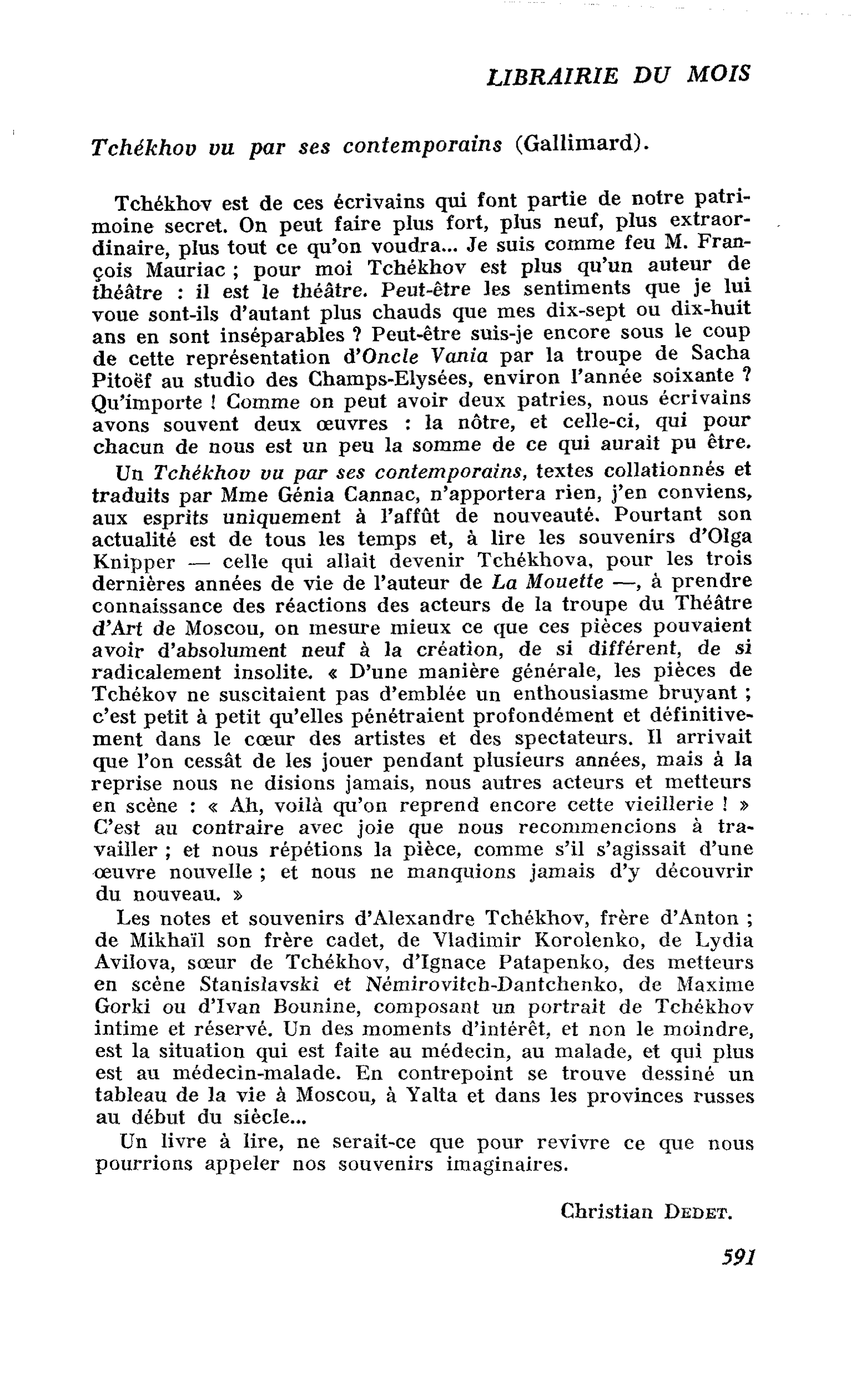 Tchékhov vu par ses contemporains