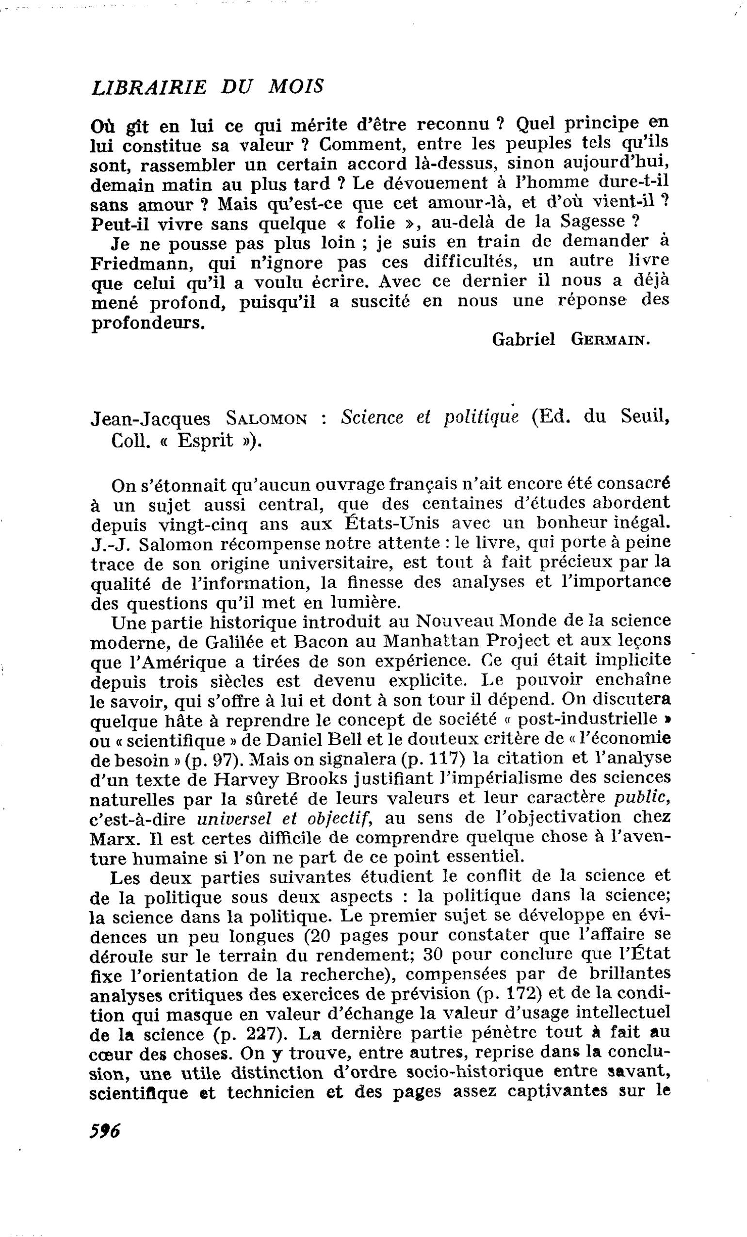 Jean-Jacques Salomon : Science et politique