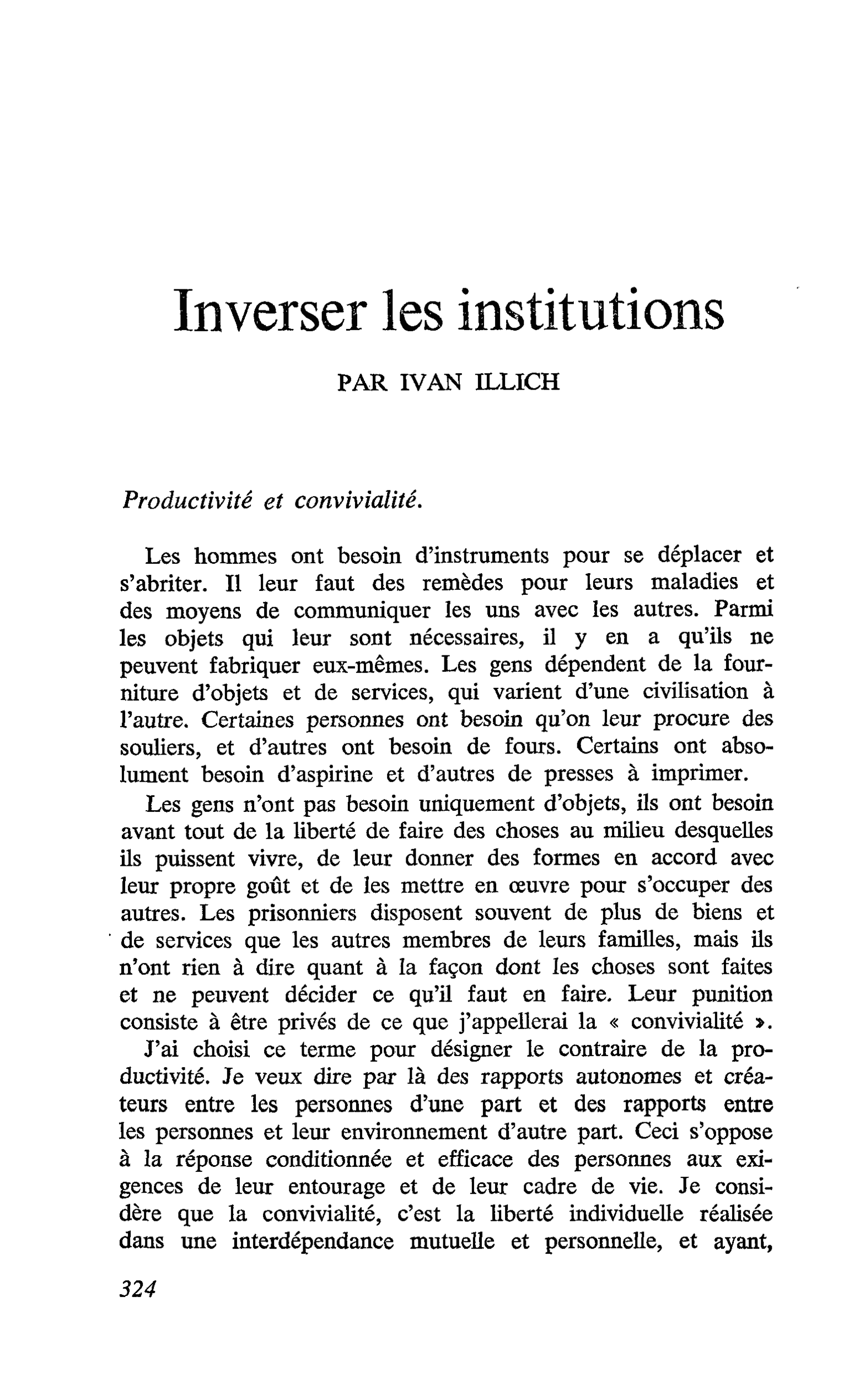 Inverser les institutions