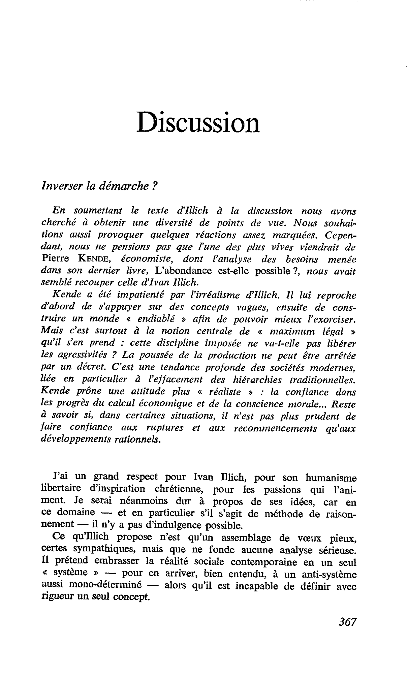 Inverser la démarche ?