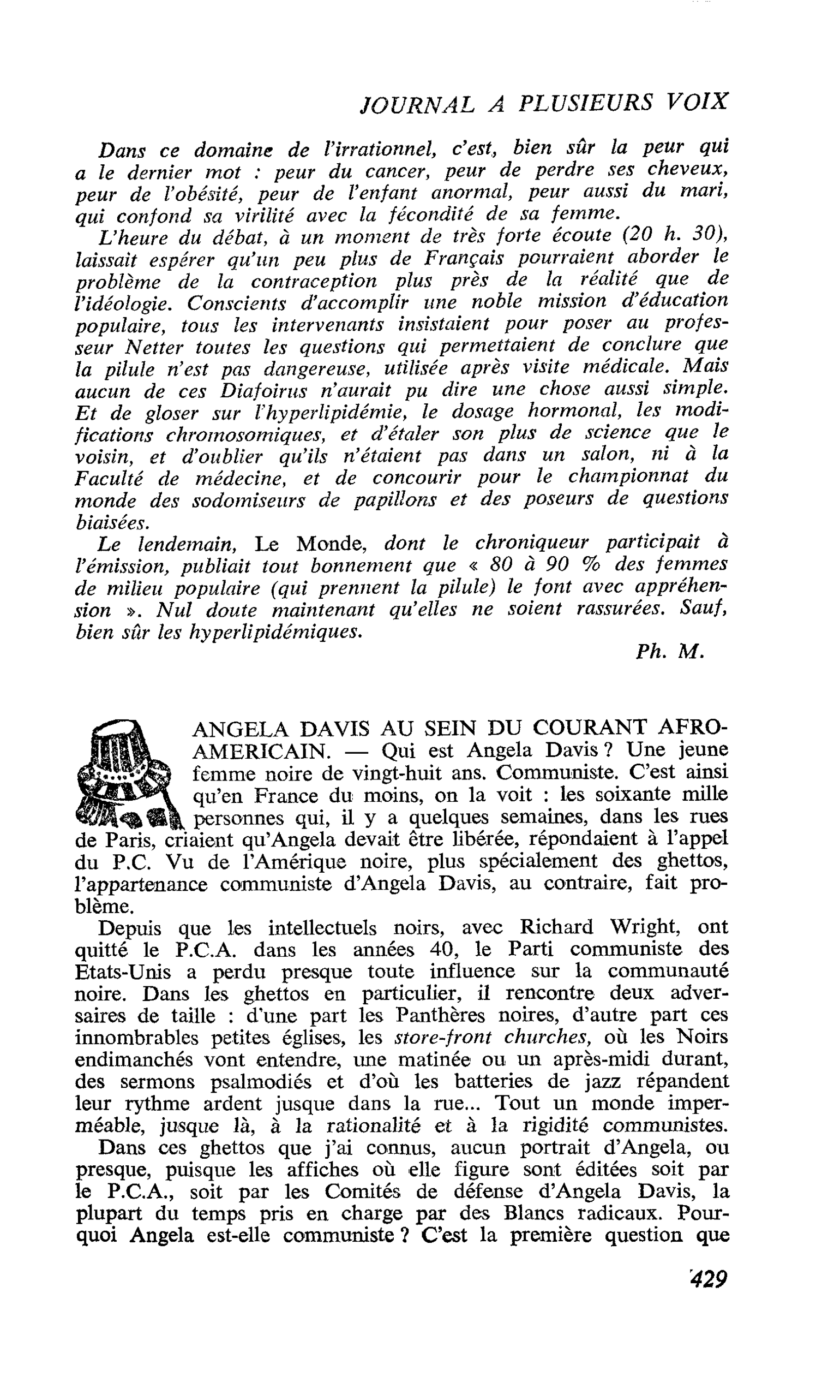 ANGELA DAVIS AU SEIN DU COURANT AFRO- AMERICAIN
