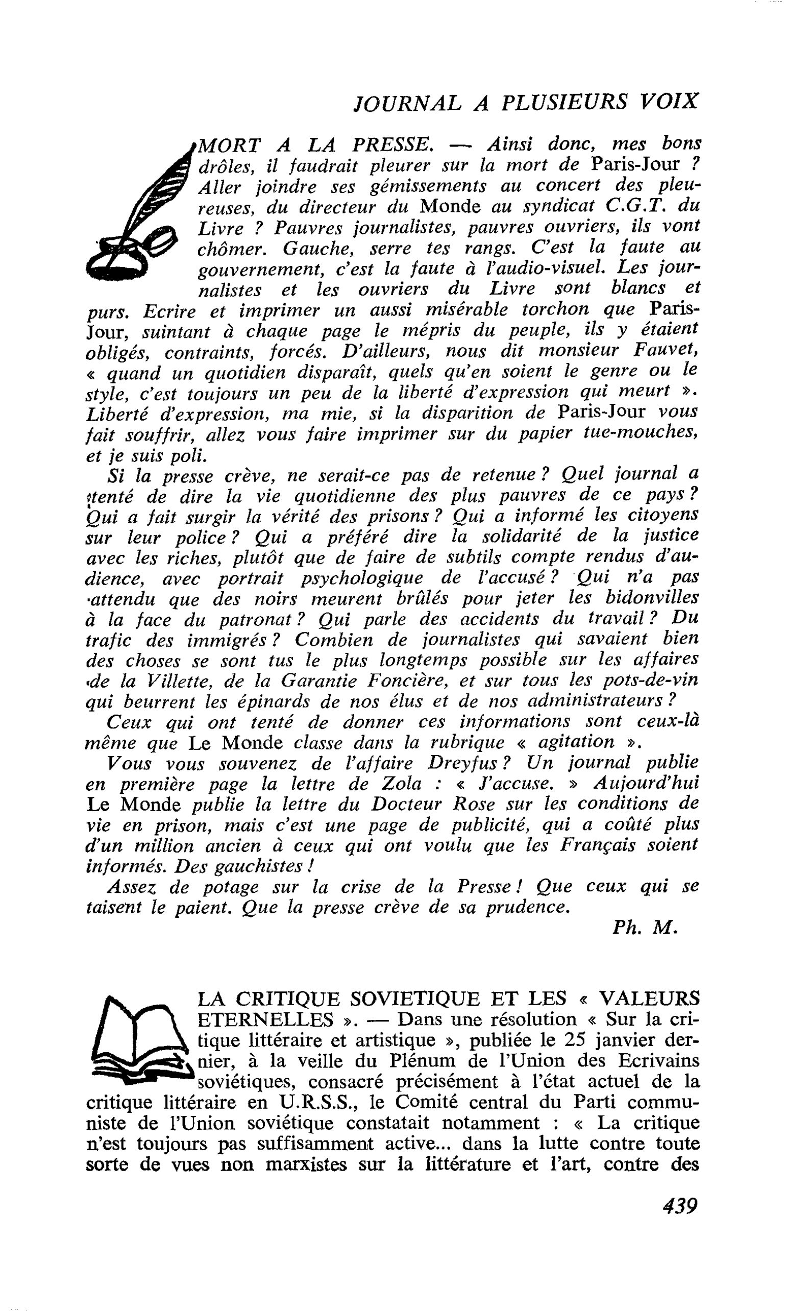 MORT A LA PRESSE