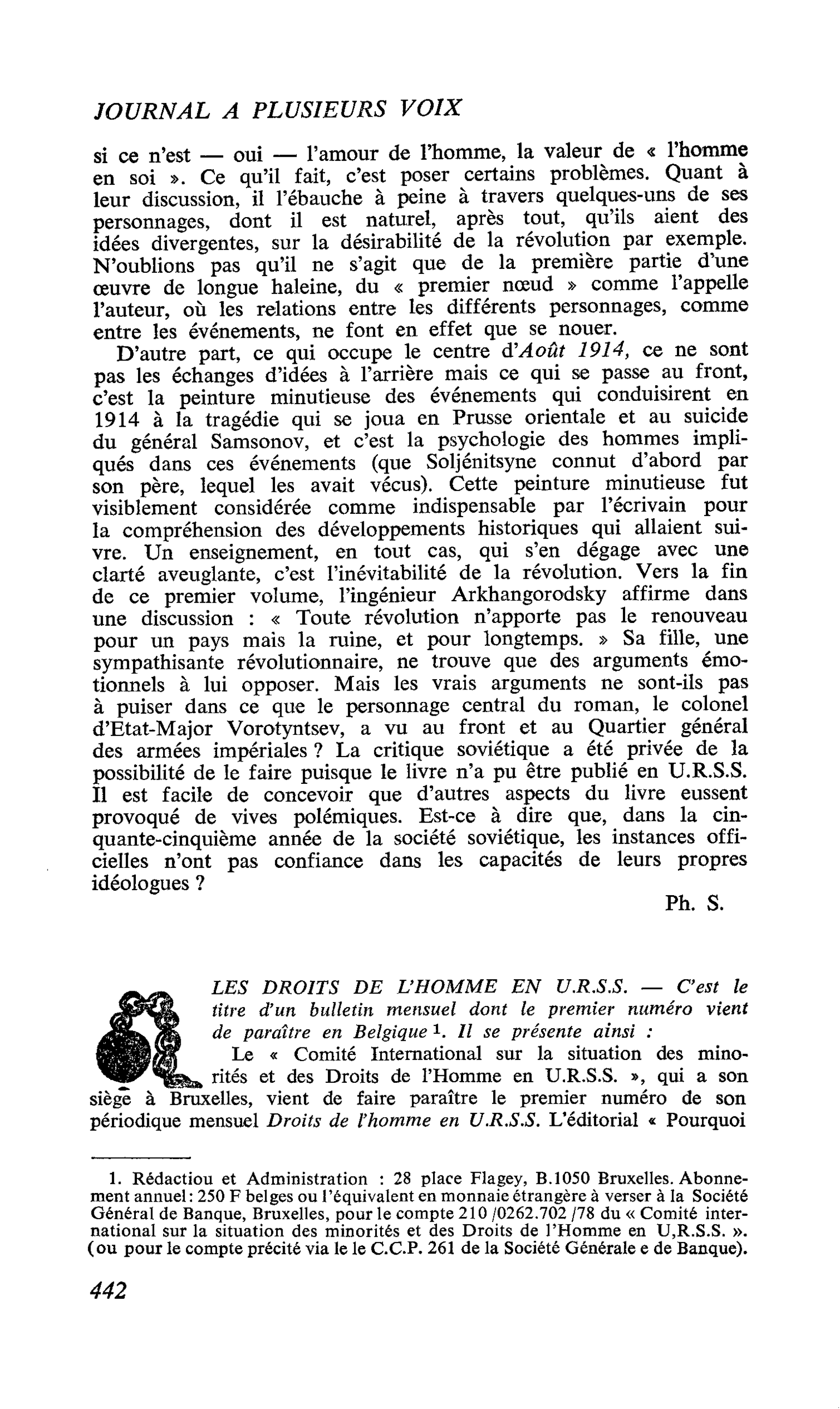 LES DROITS DE L’HOMME EN U.R.S.S.