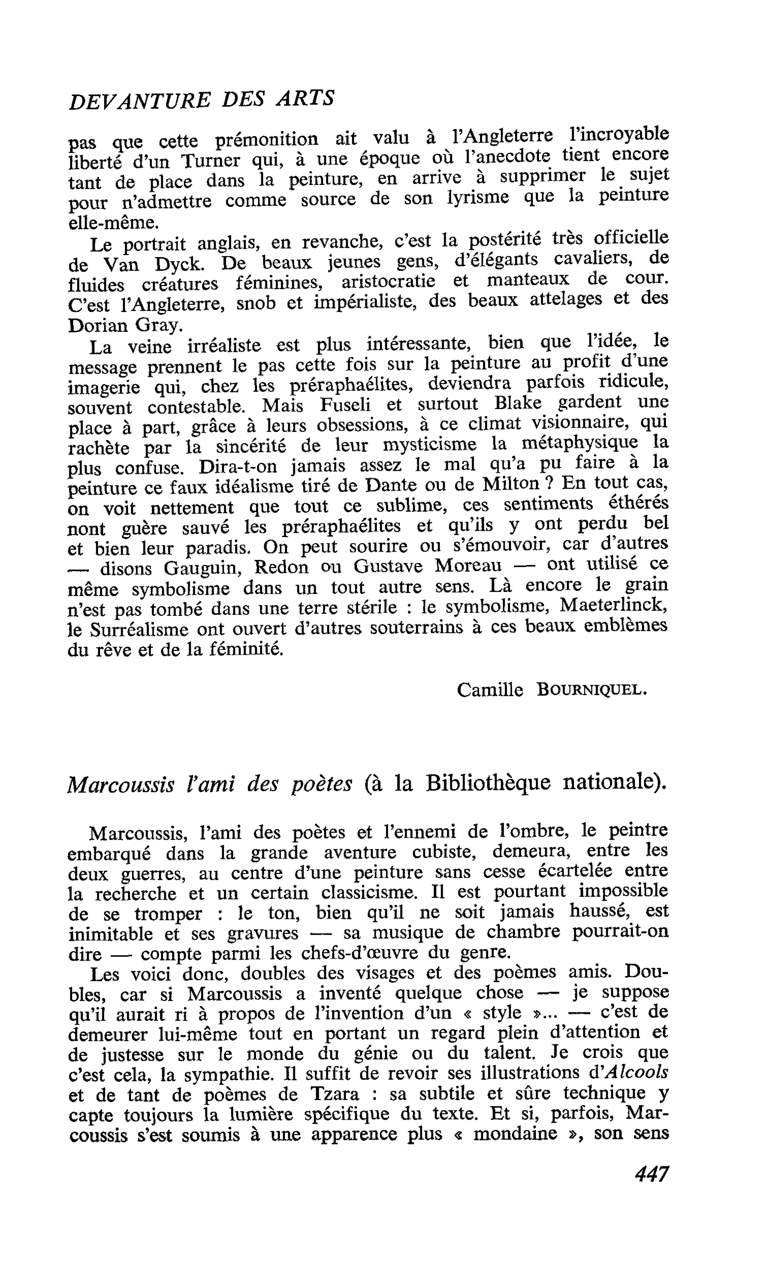 Marcoussis l’ami des poètes (à la Bibliothèque nationale)