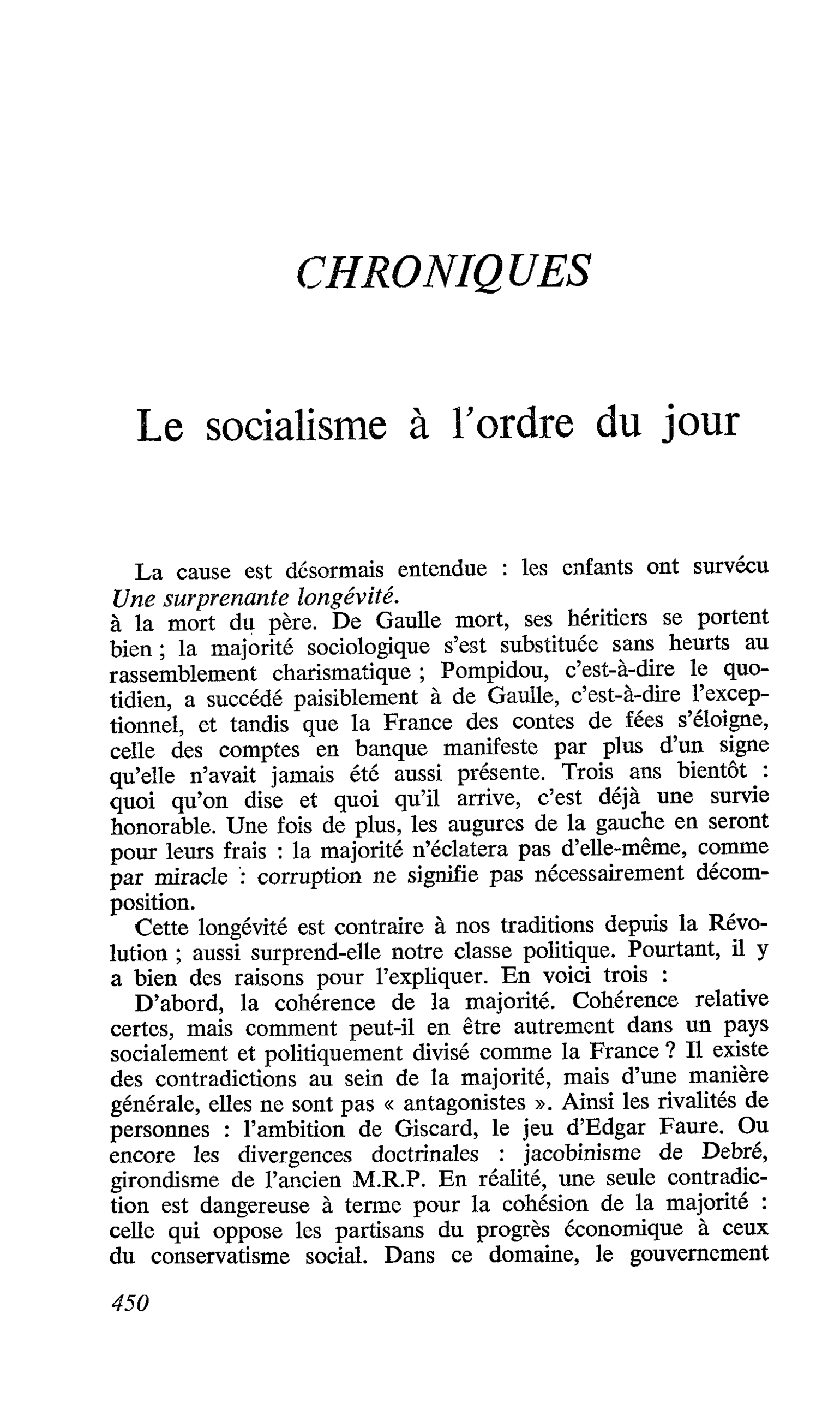 Le socialisme à Tordre du jour