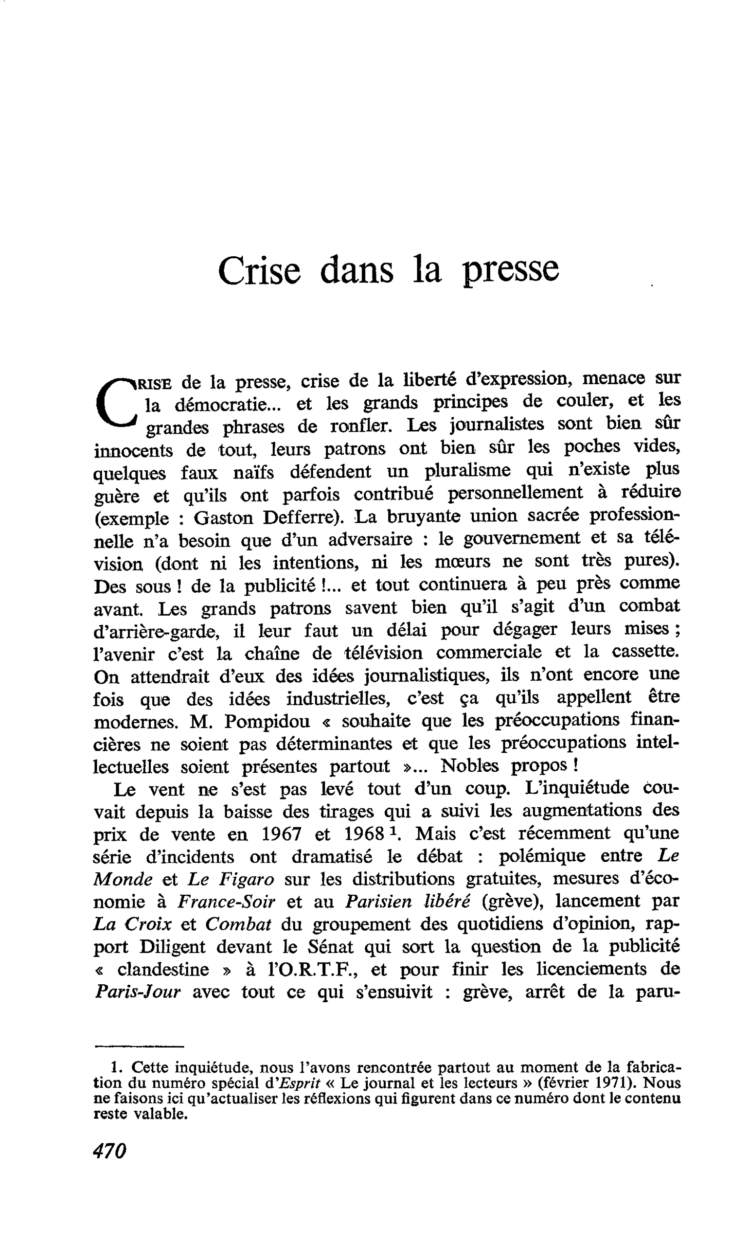 Crise dans la presse