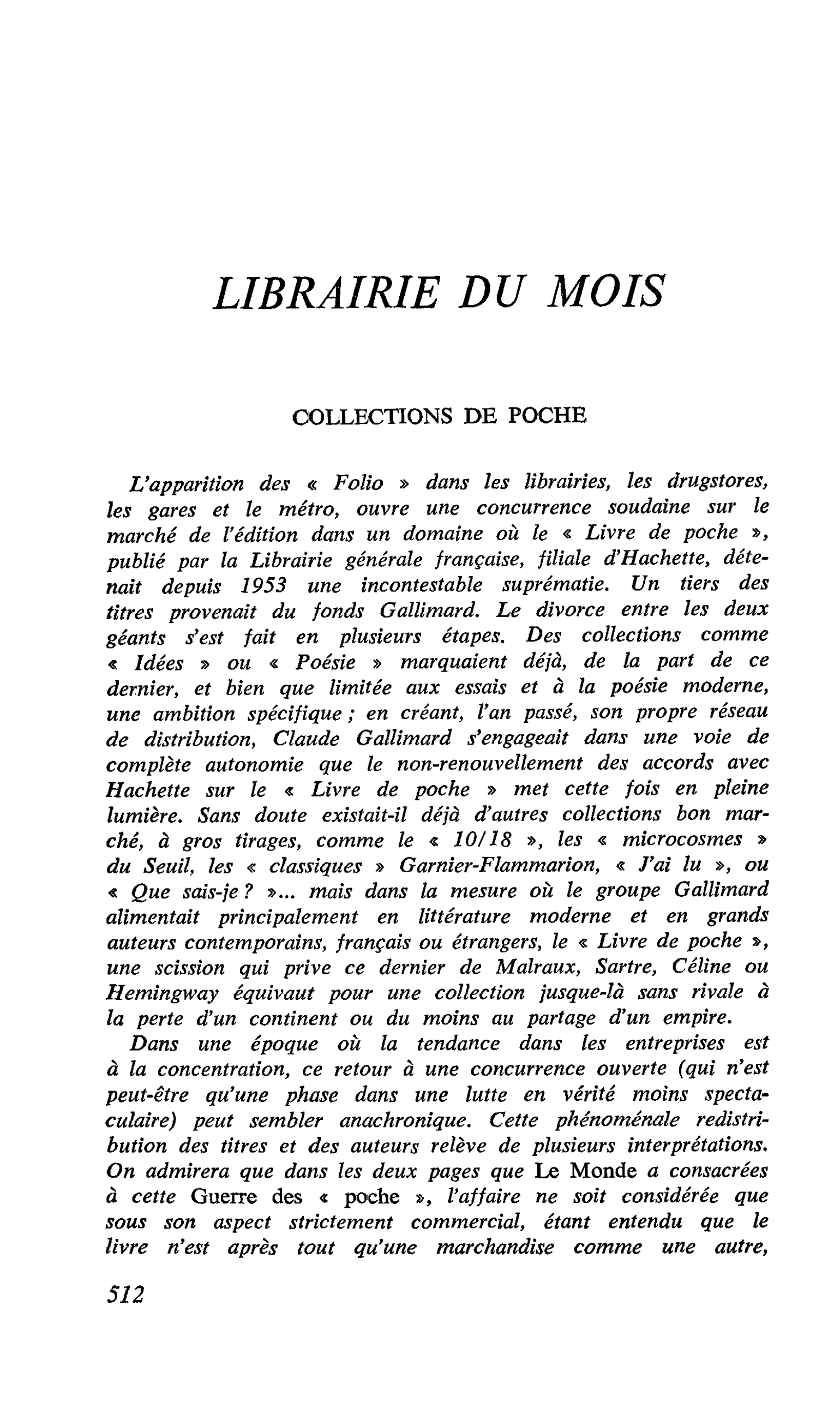 COLLECTIONS DE POCHE