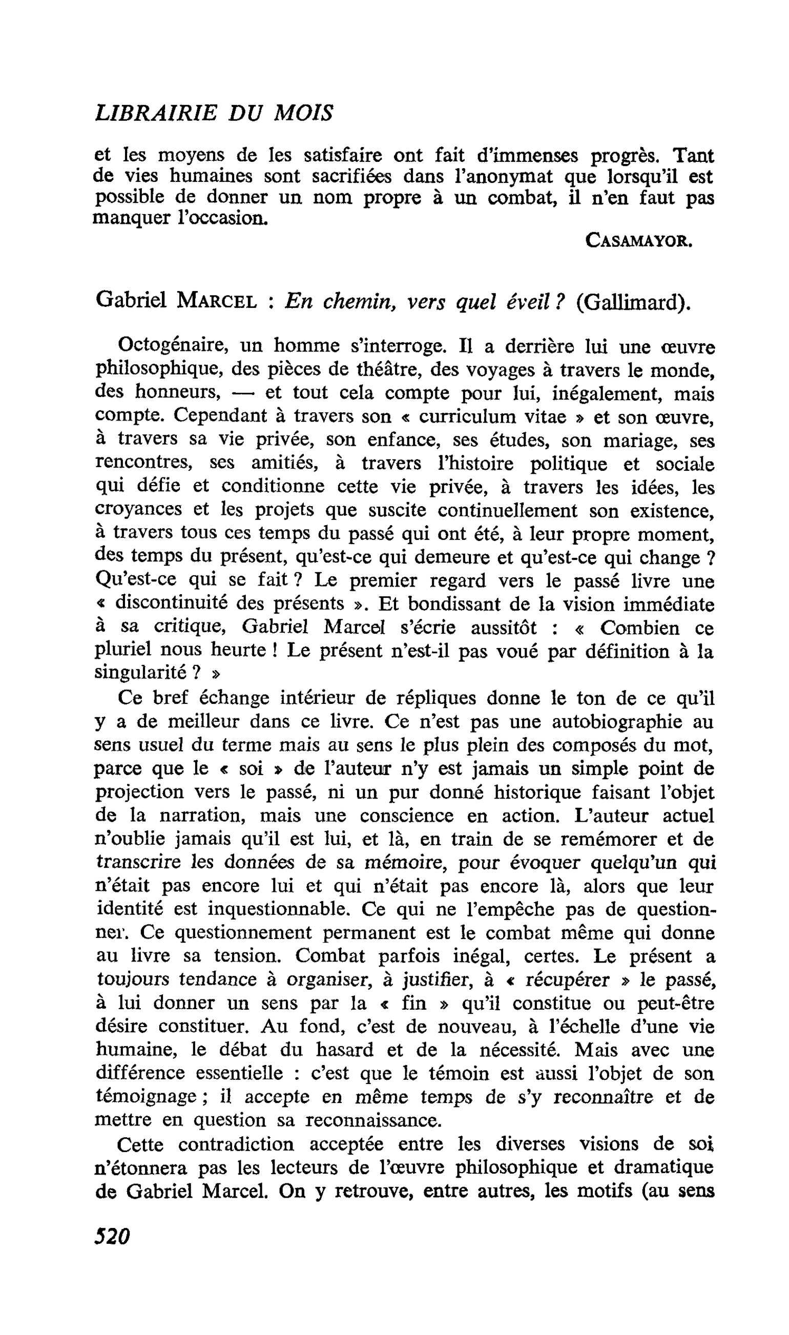 Gabriel Marcel : En chemin, vers quel éveil ?