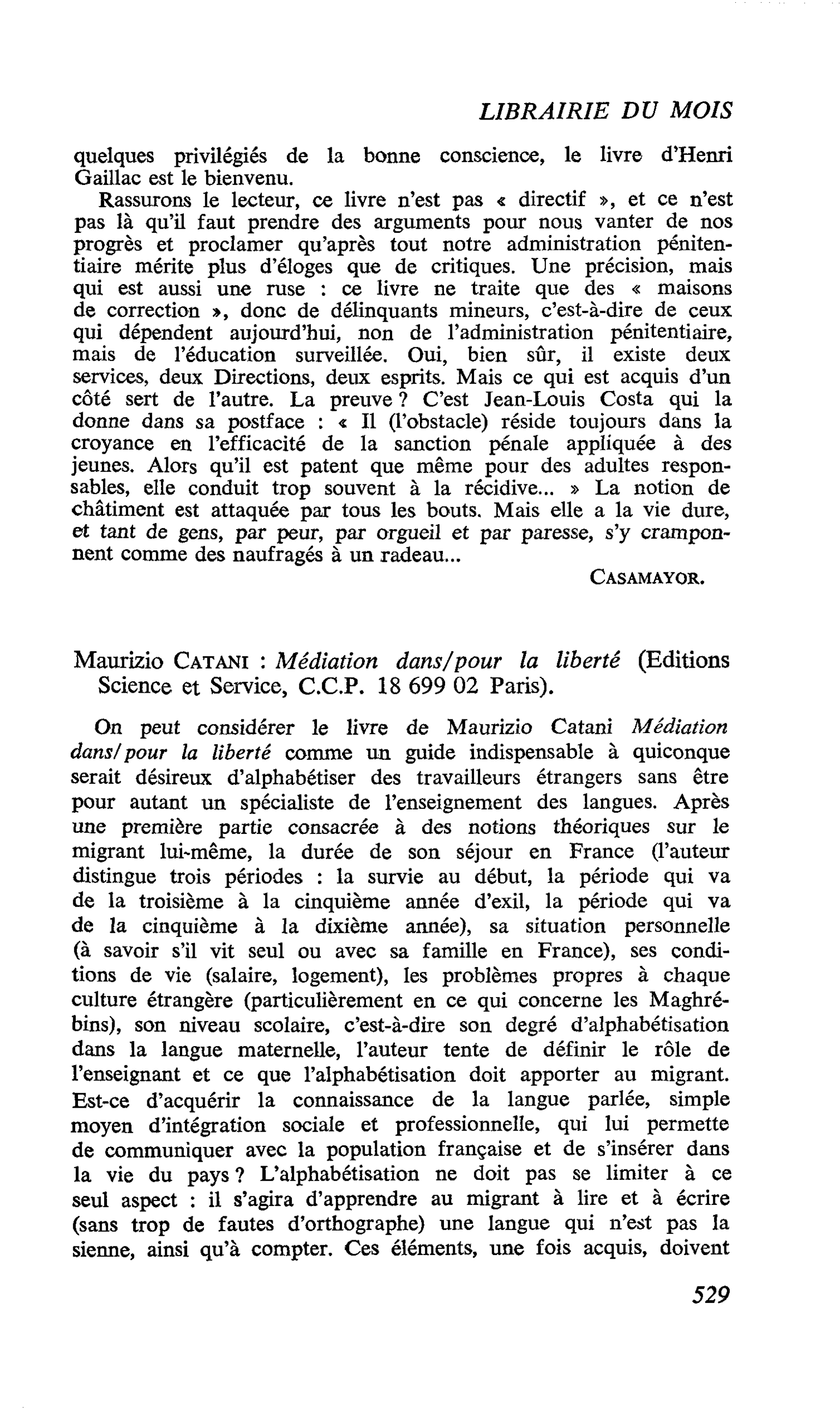 Maurizio Catani : Médiation dans/pour la liberté