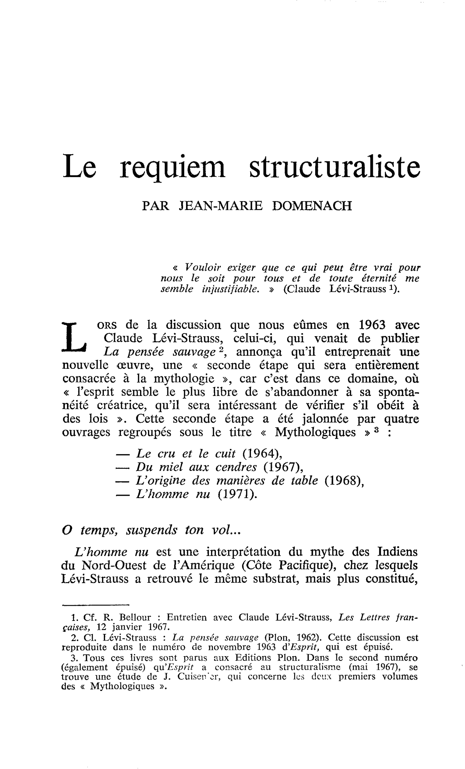 Le requiem structuraliste