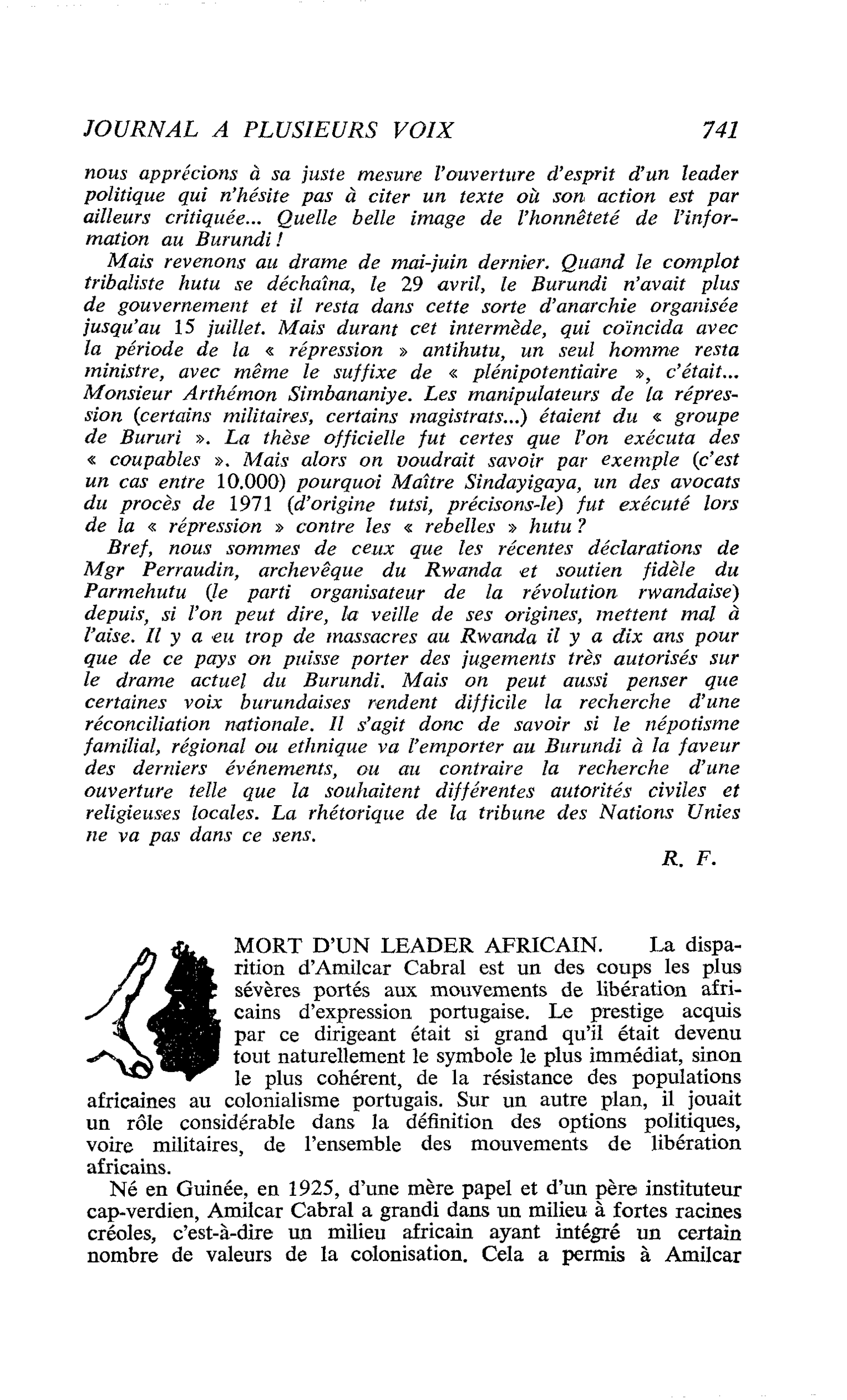 MORT D’UN LEADER AFRICAIN