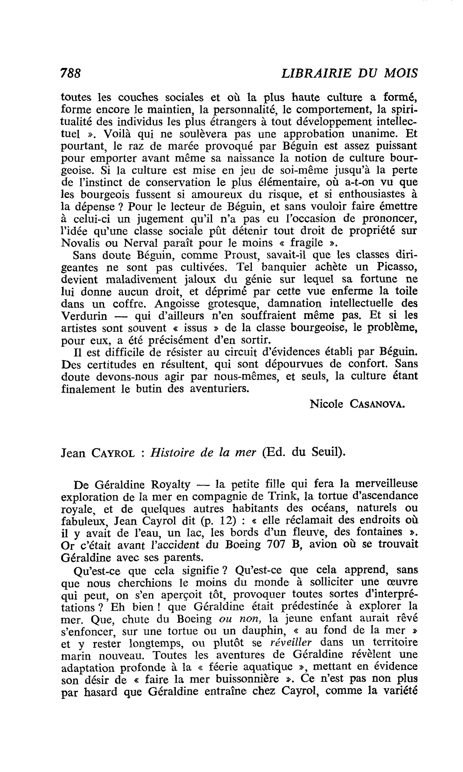 Jean Cayrol : Histoire de la mer