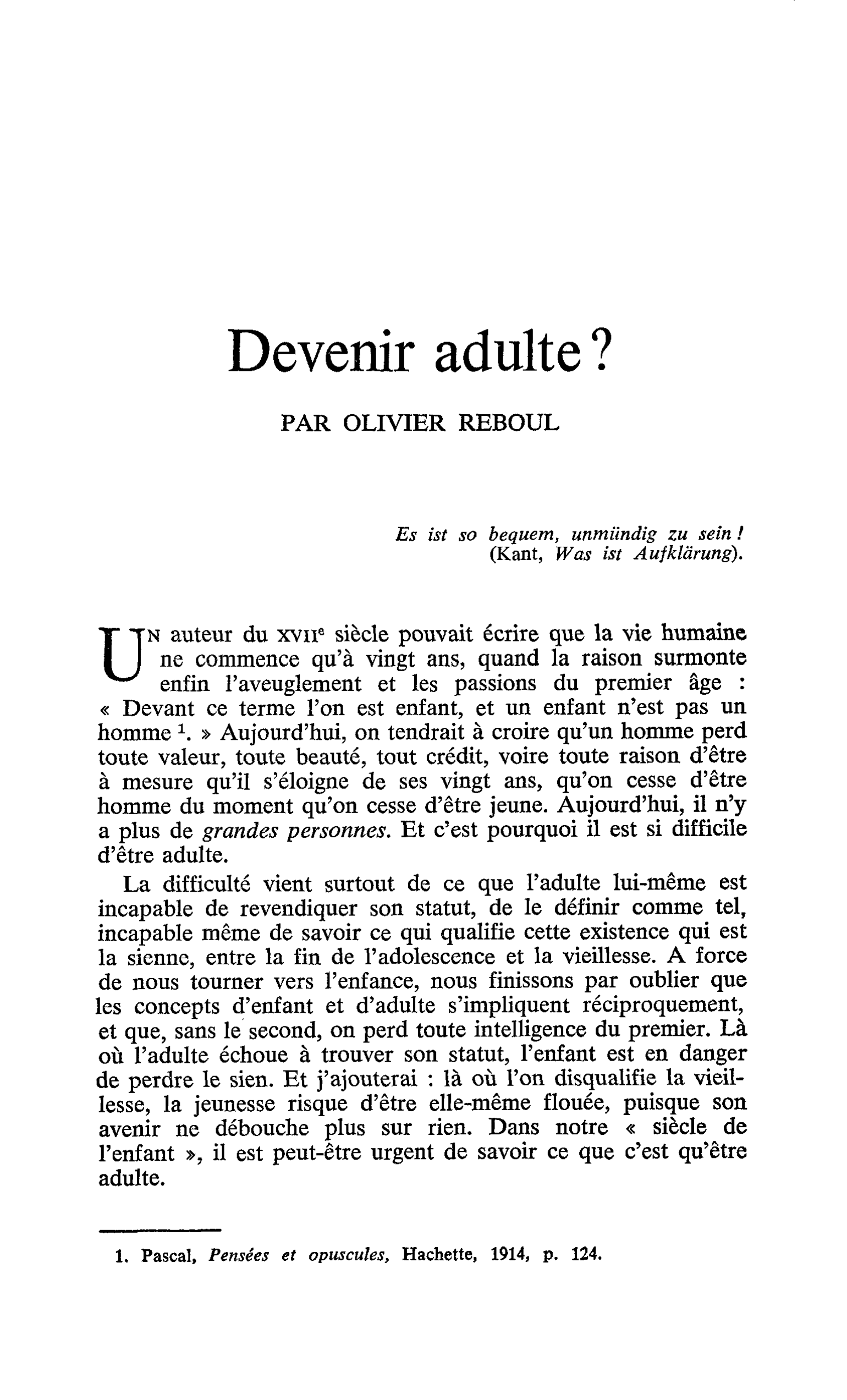 Devenir adulte ?