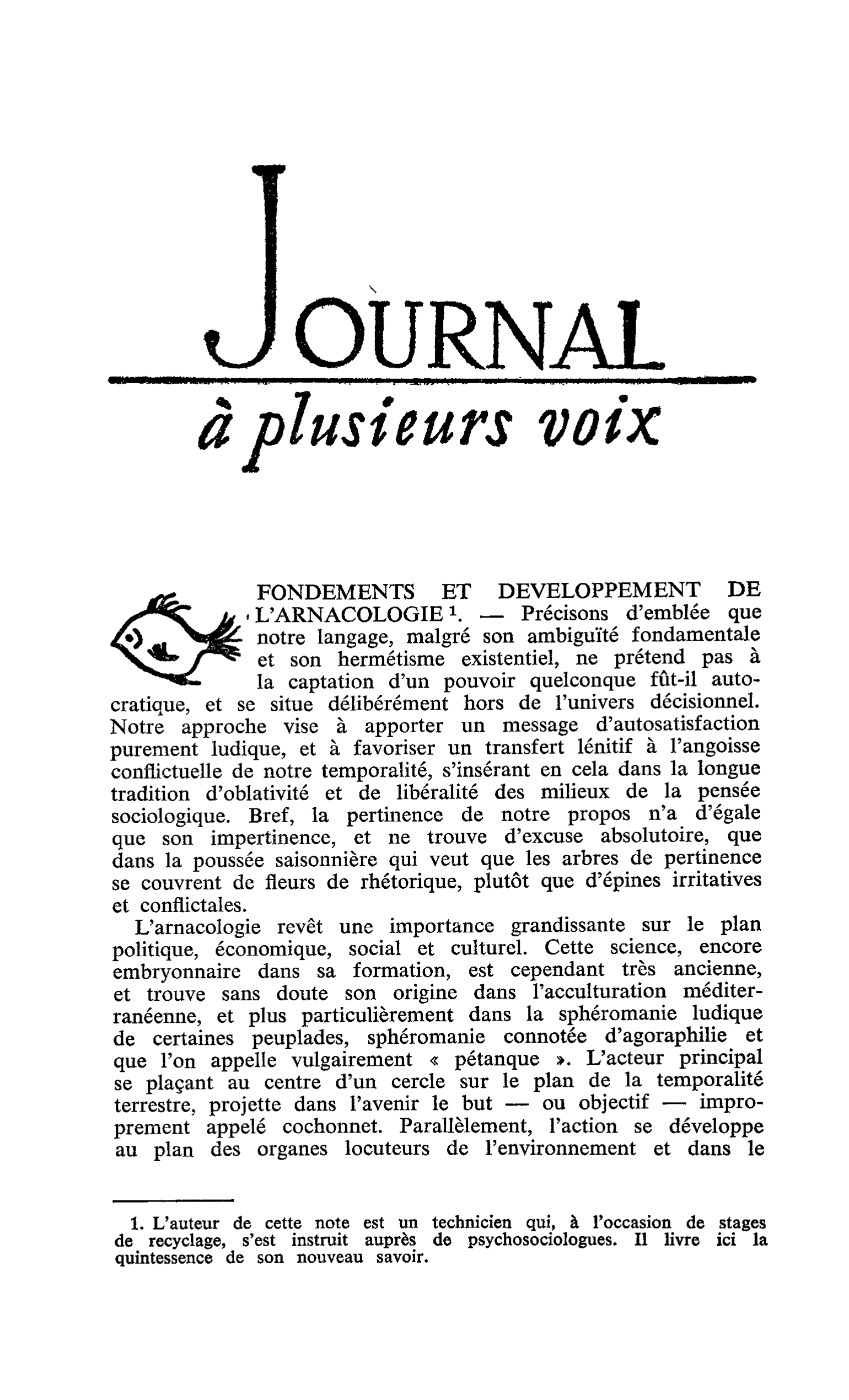 FONDEMENTS ET DEVELOPPEMENT DE L’ARNACOLOGIE
