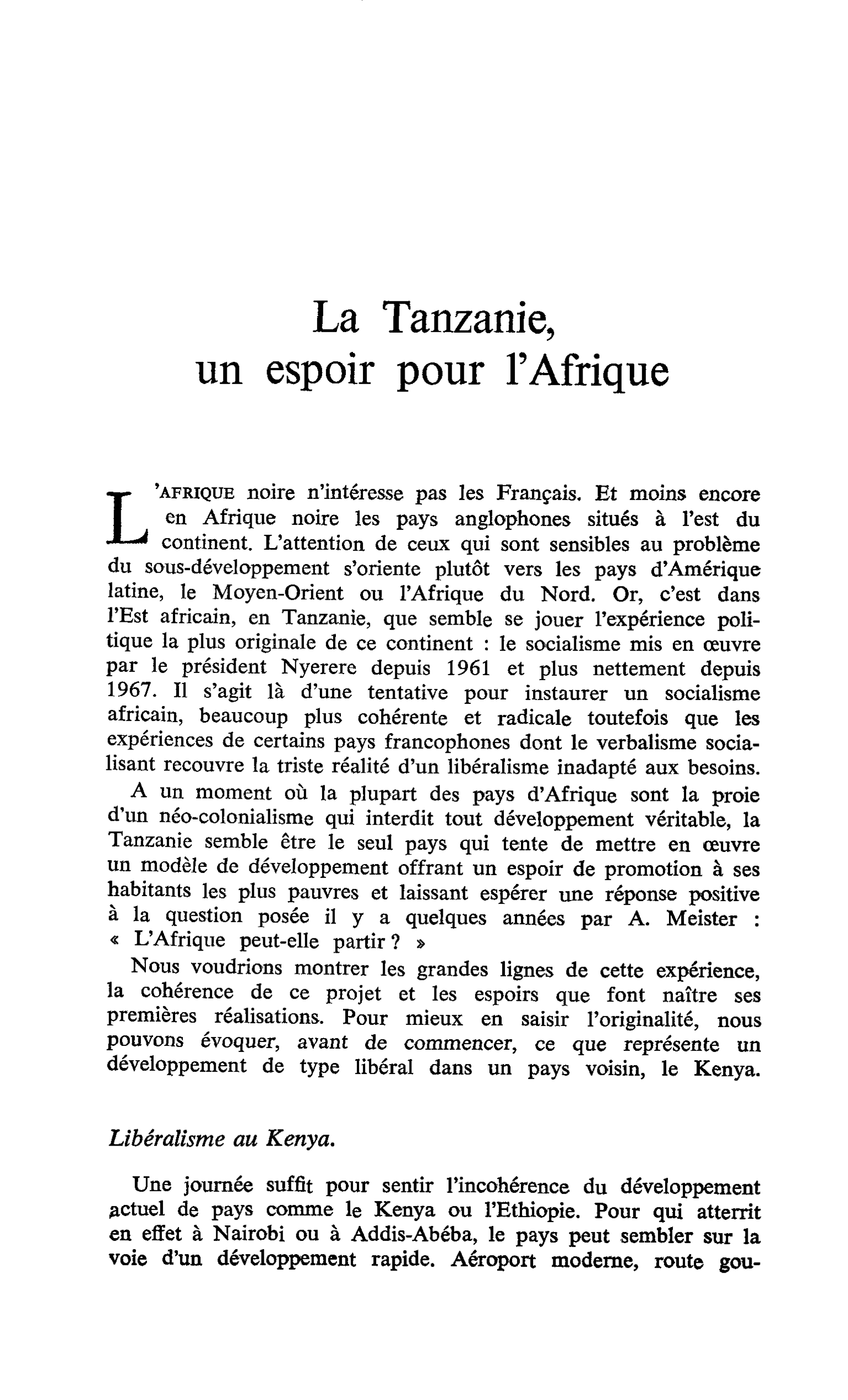 La Tanzanie, un espoir pour l’Afrique