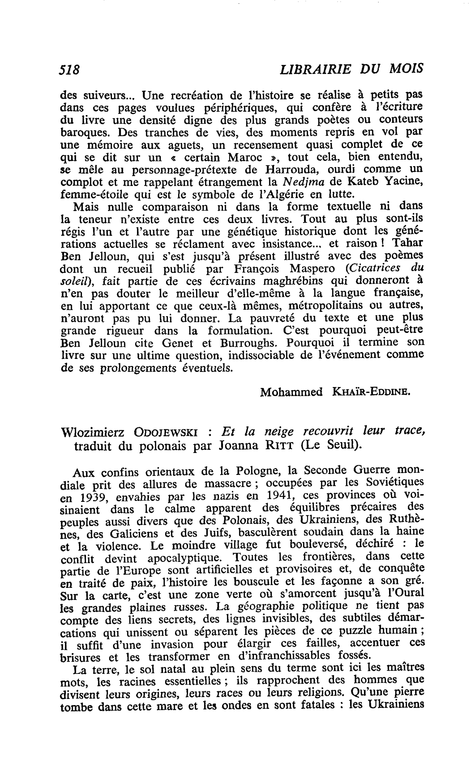 Wlozimierz Odojewski : Et la neige recouvrit leur trace