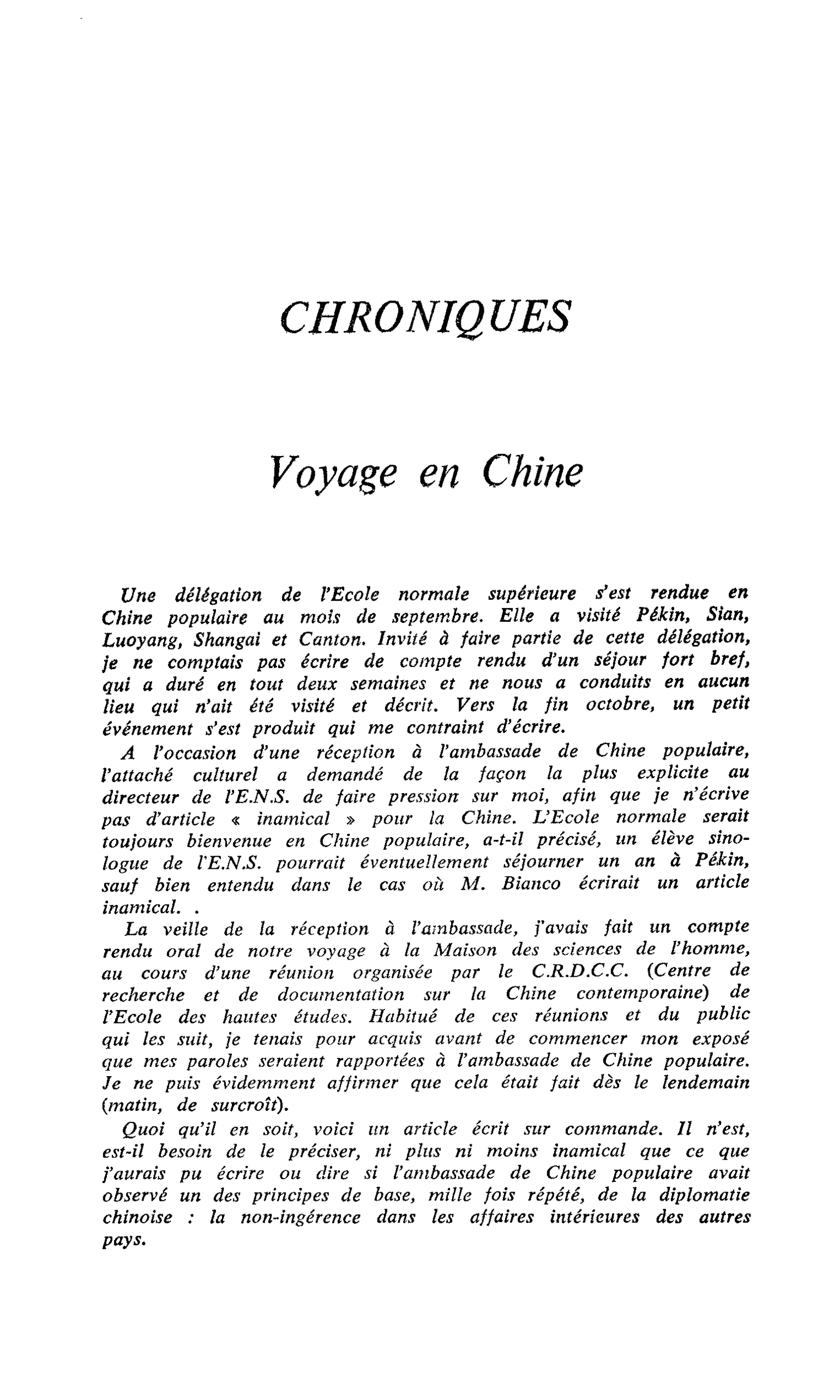 Voyage en Chine