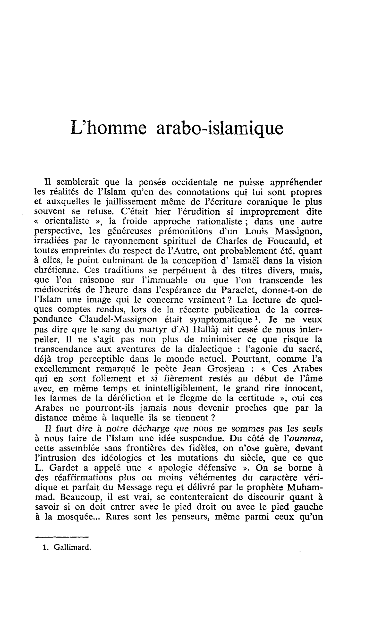 L’homme arabo-islamique