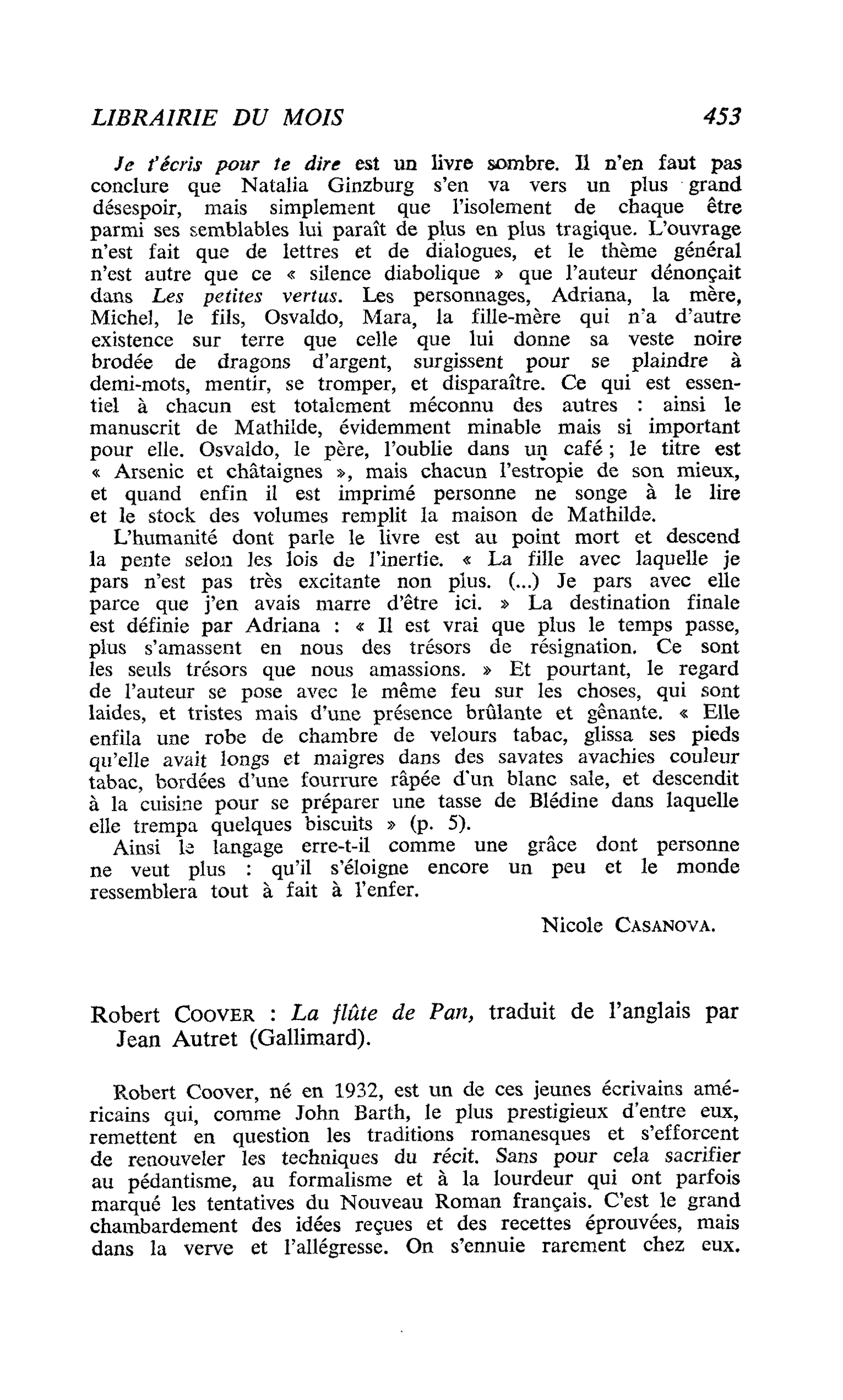 Robert Coover : La flûte de Pan