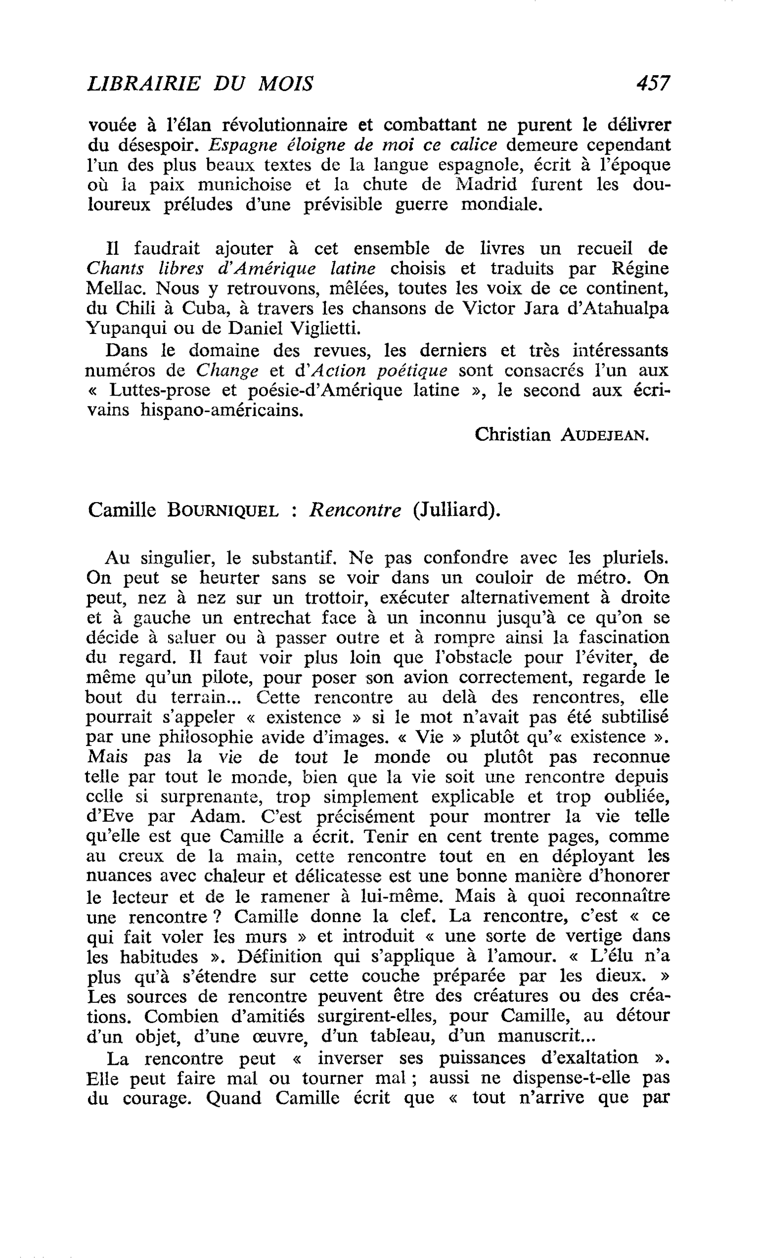 Camille Bourniquel : Rencontre