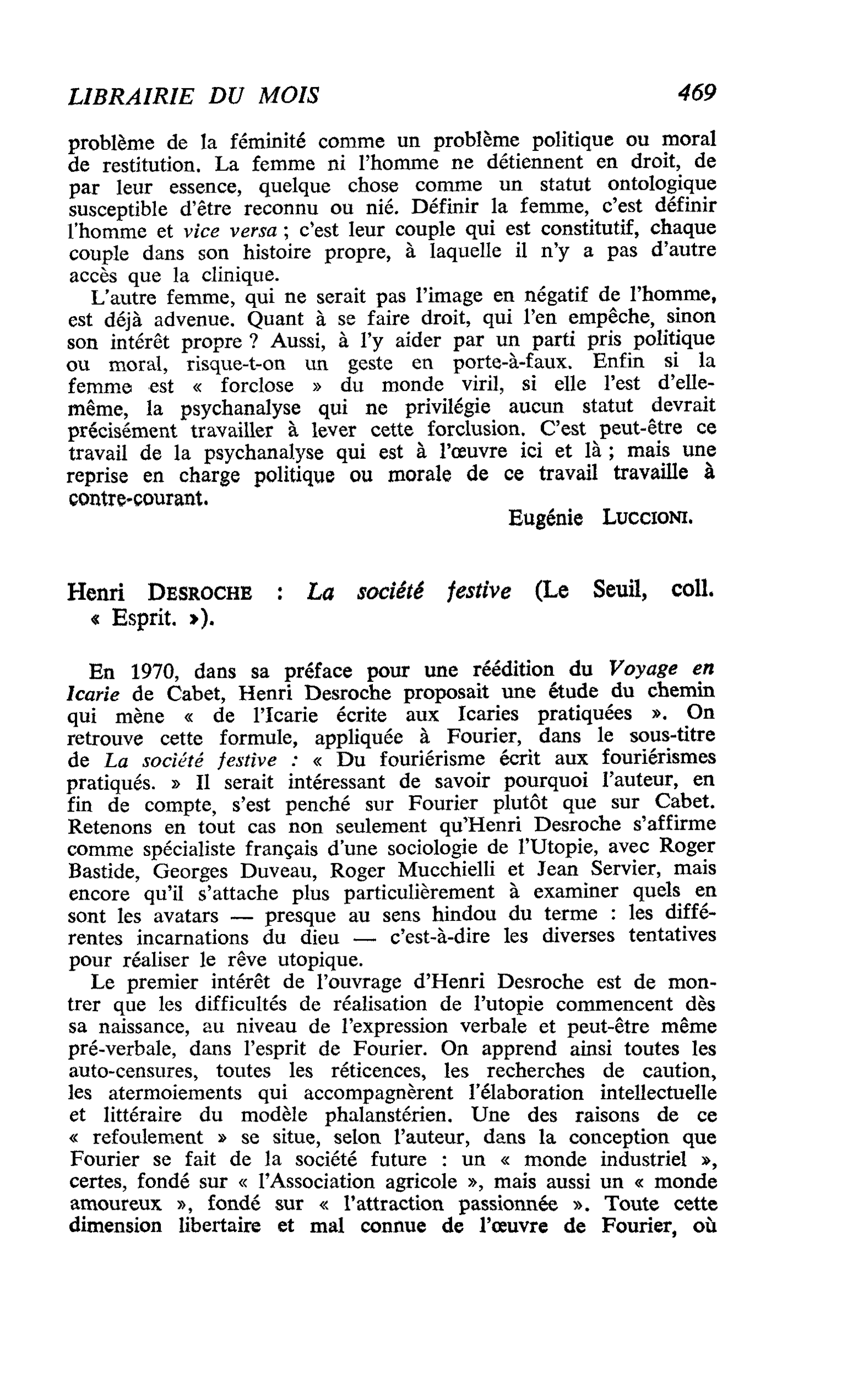 Henri Desroche : La société festive