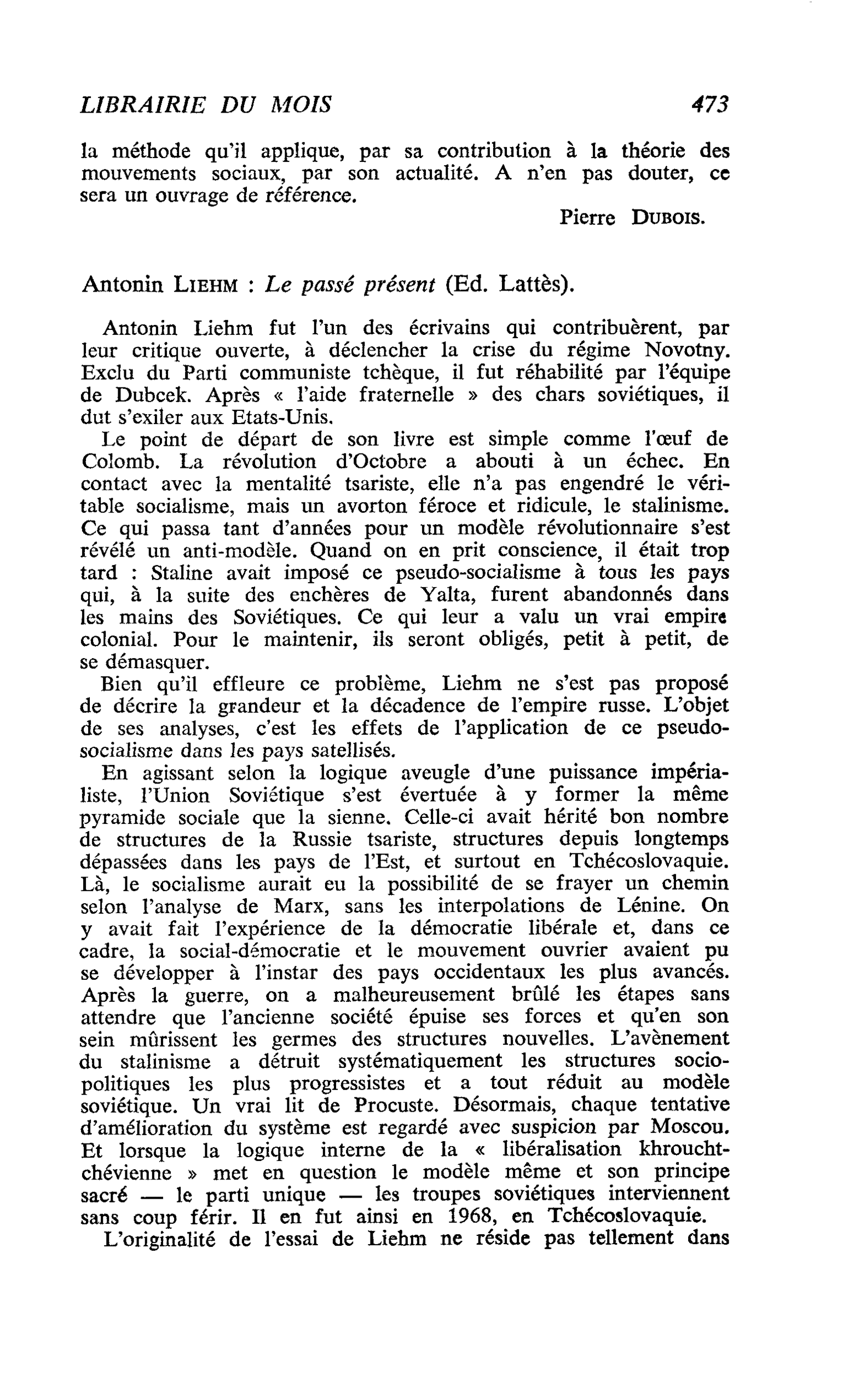 Antonin Liehm : Le passé présent
