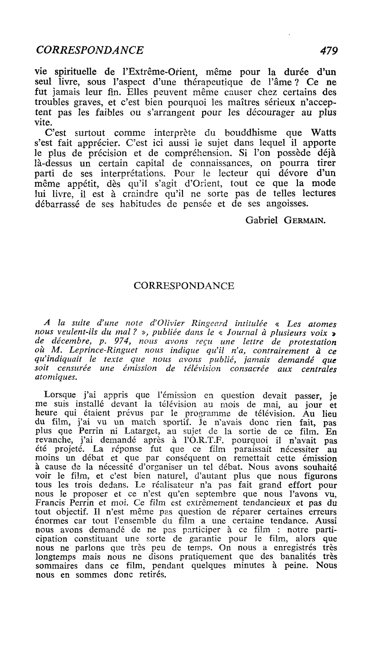 Correspondance