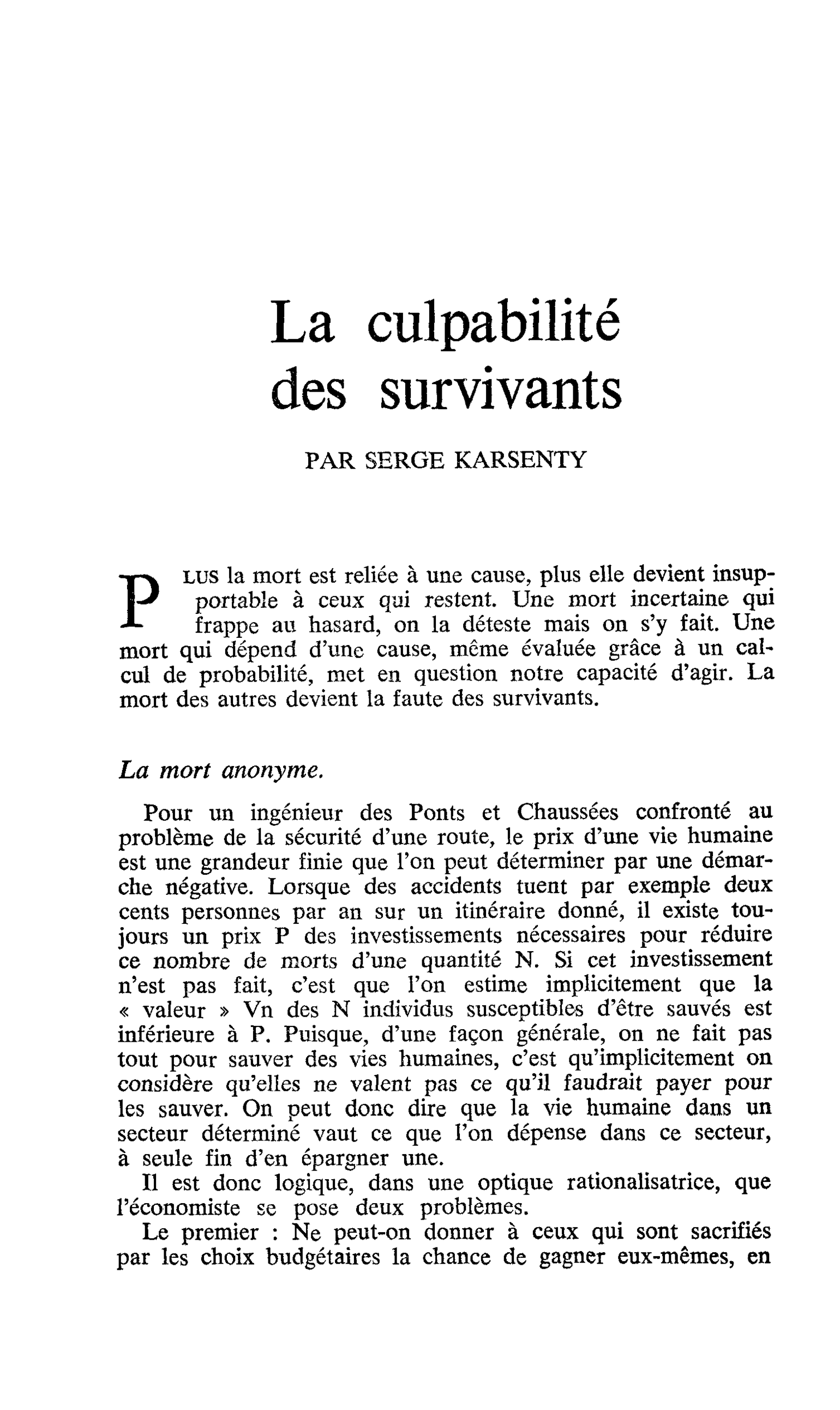 La culpabilité des survivants