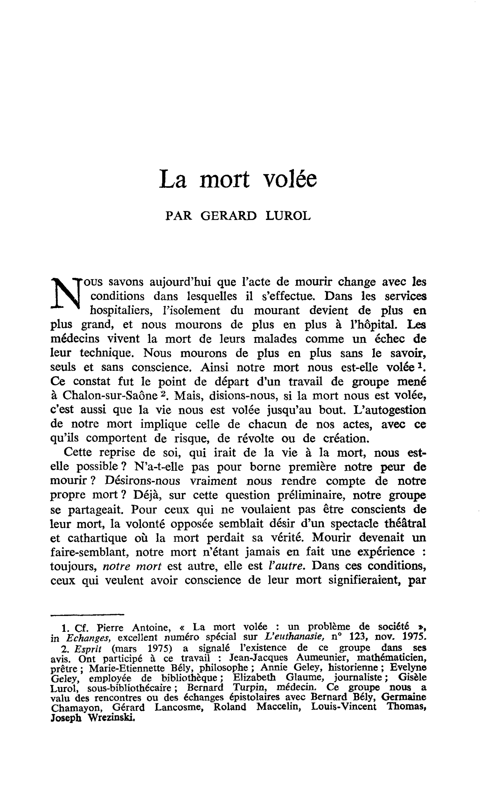 La mort volée