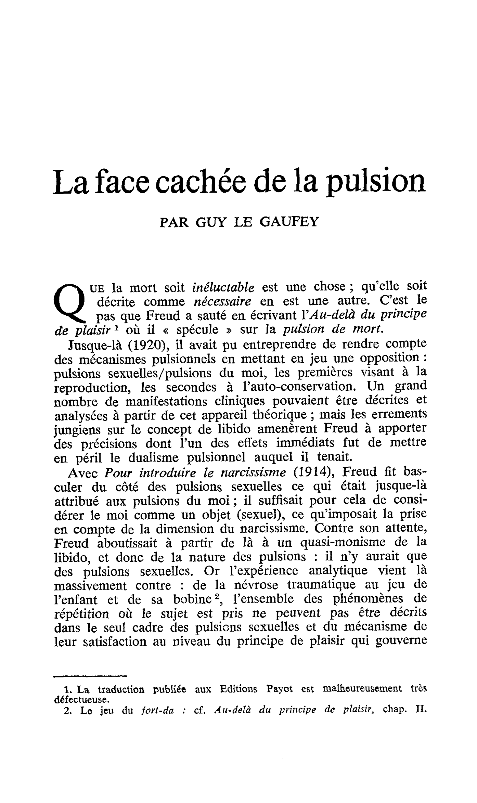 La face cachée de la pulsion