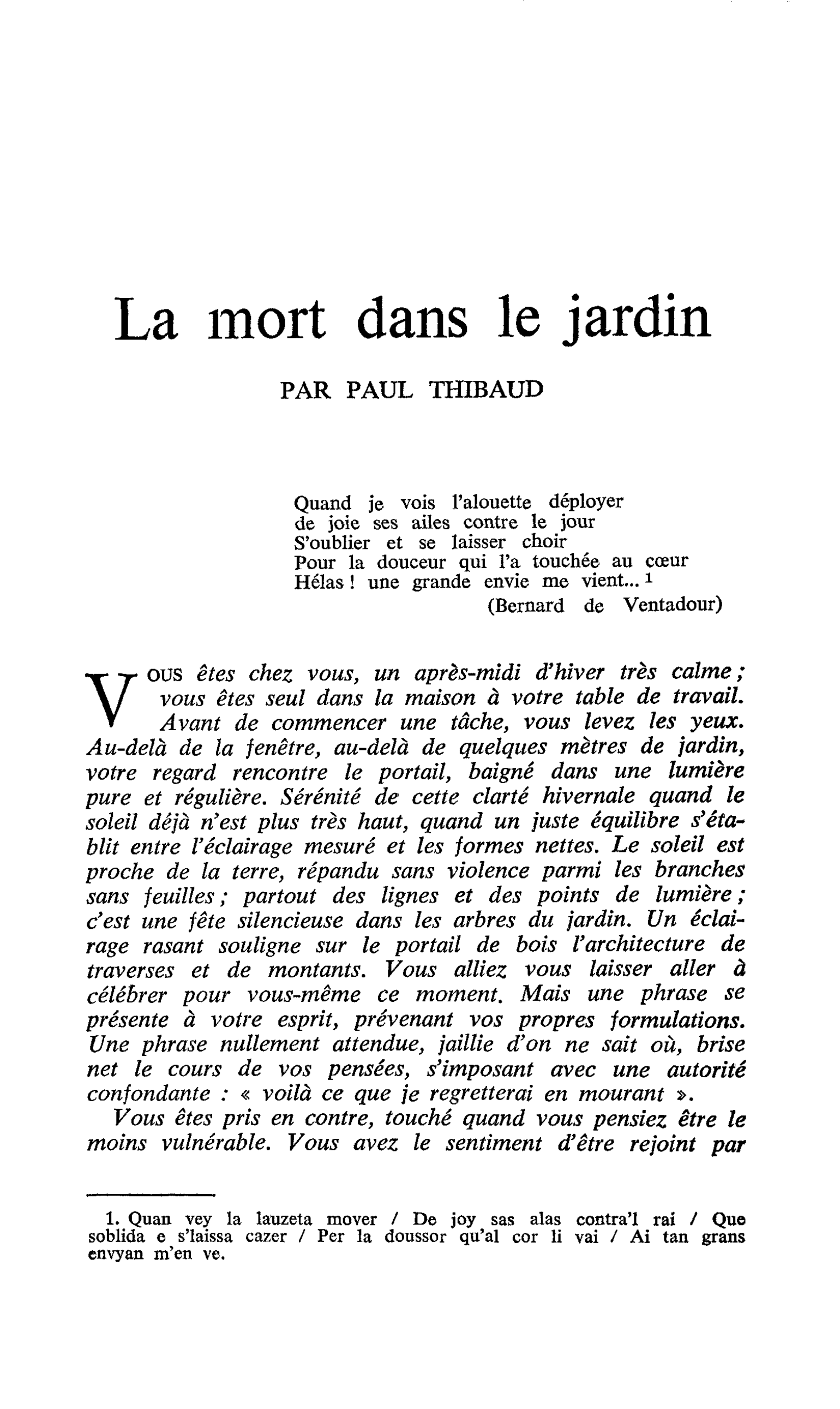 La mort dans le jardin