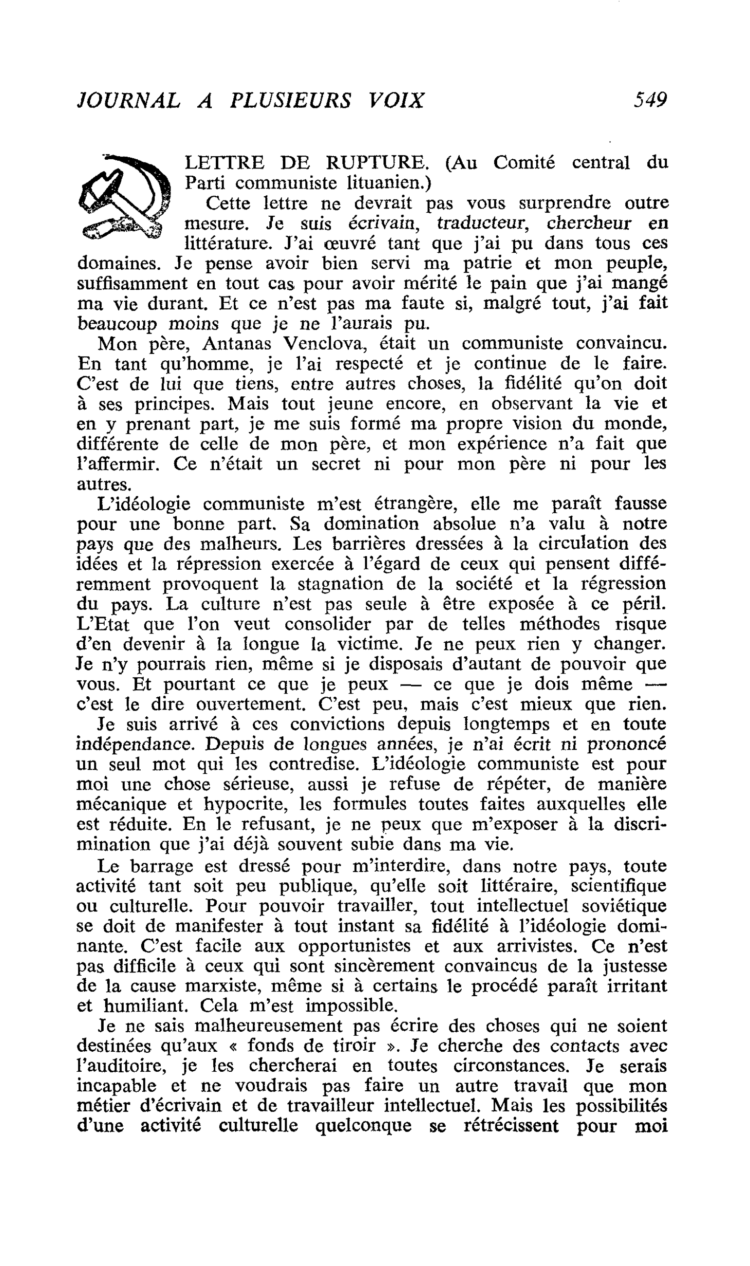 LETTRE DE RUPTURE