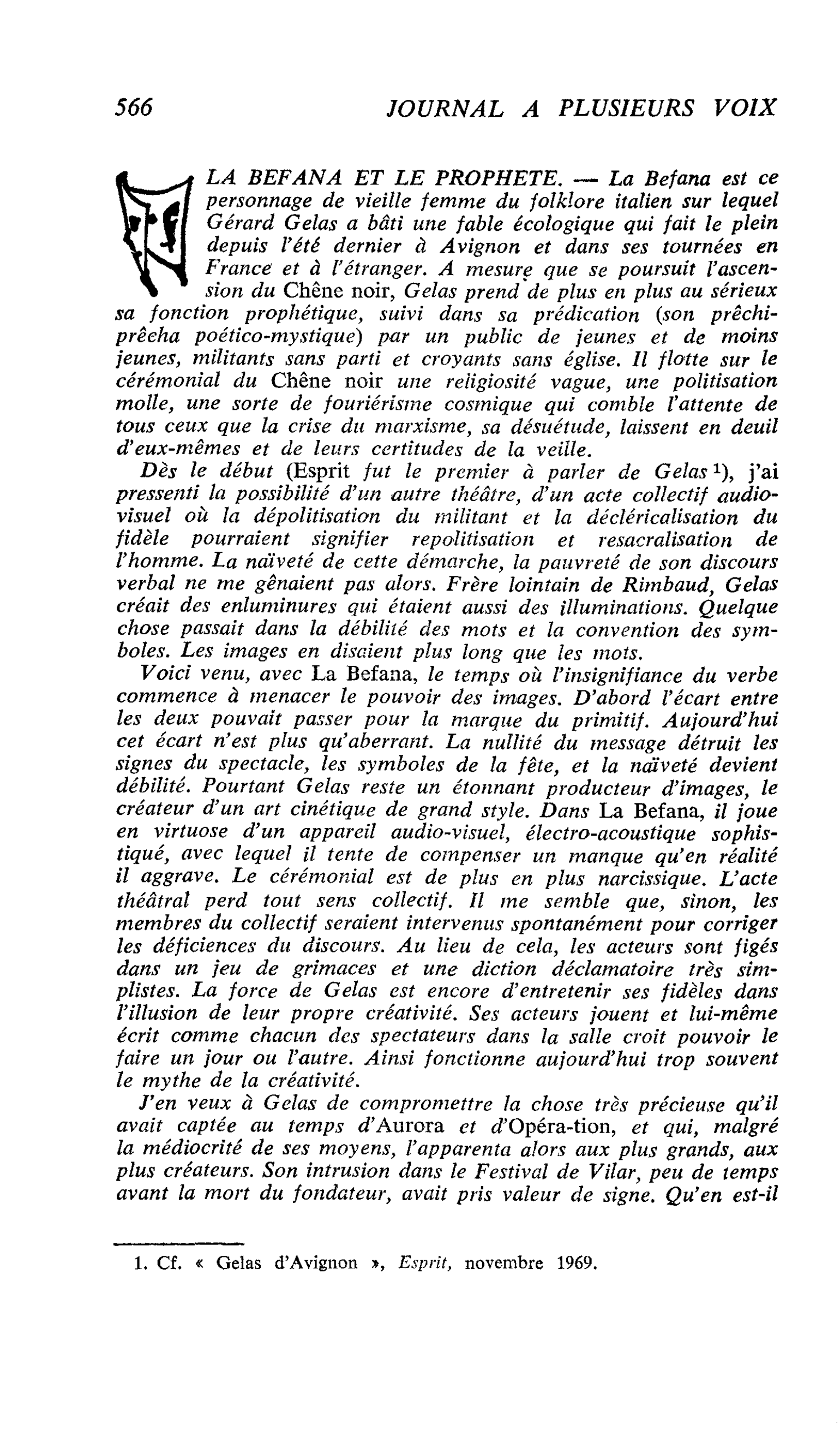 LA BEFANA ET LE PROPHETE