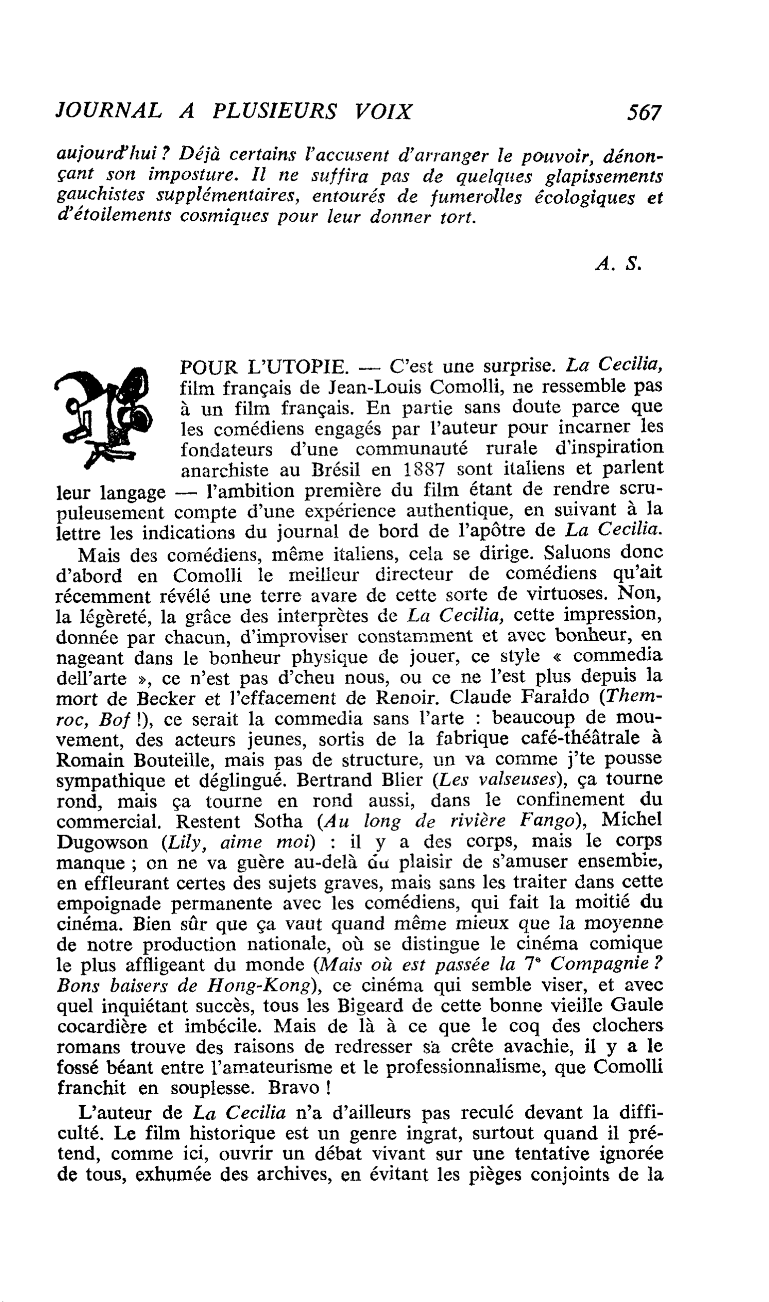 POUR L’UTOPIE